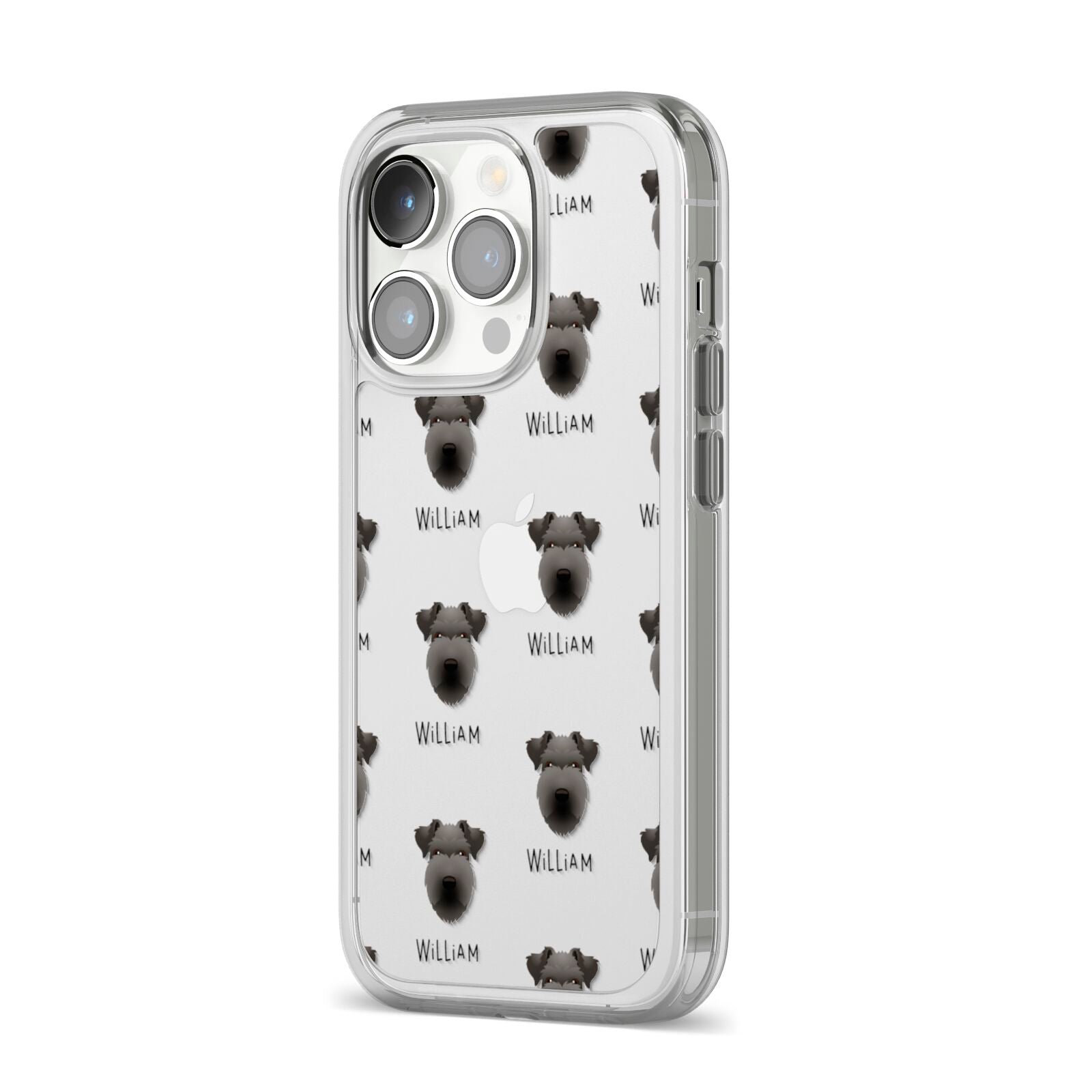 Lakeland Terrier Icon with Name iPhone 14 Pro Clear Tough Case Silver Angled Image