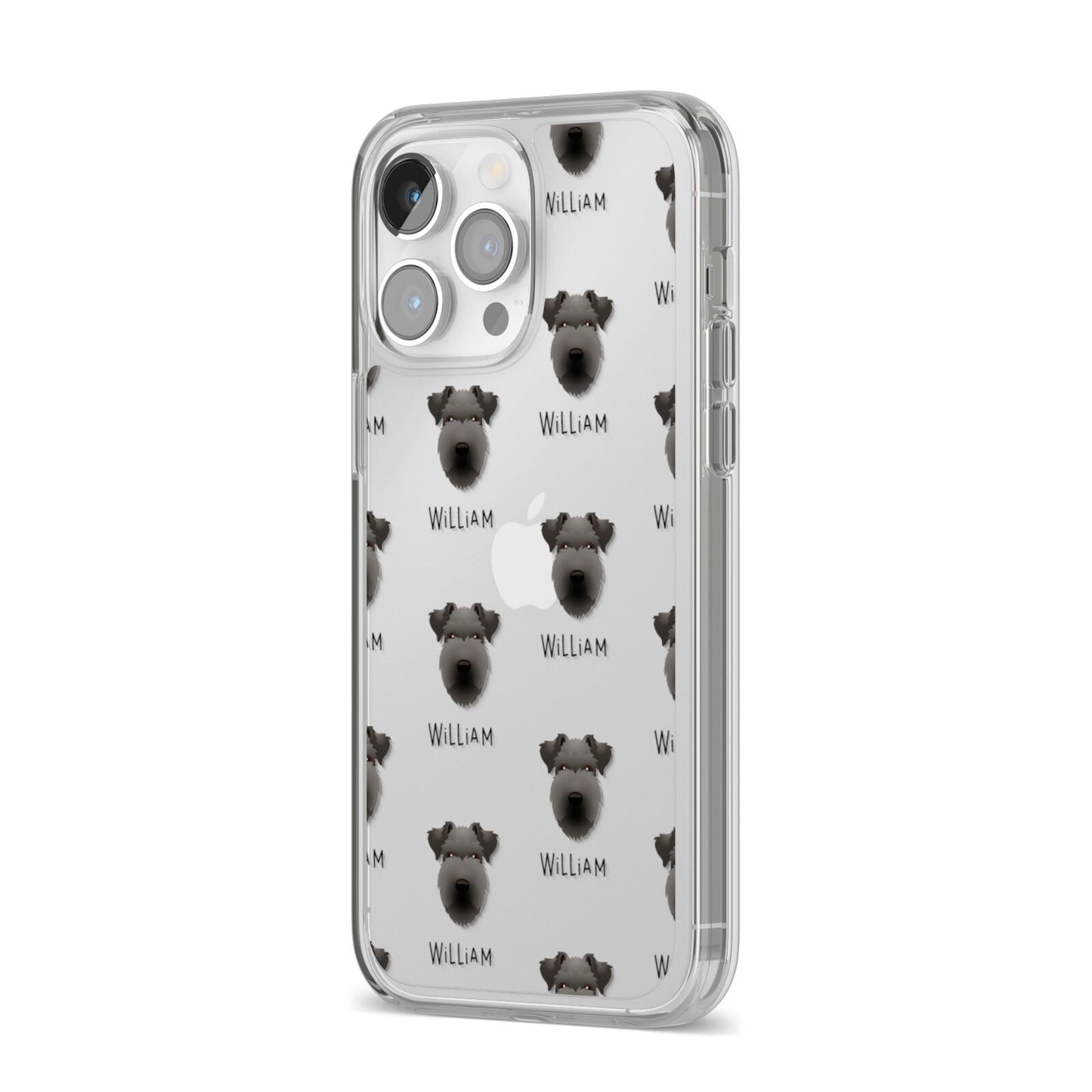 Lakeland Terrier Icon with Name iPhone 14 Pro Max Clear Tough Case Silver Angled Image