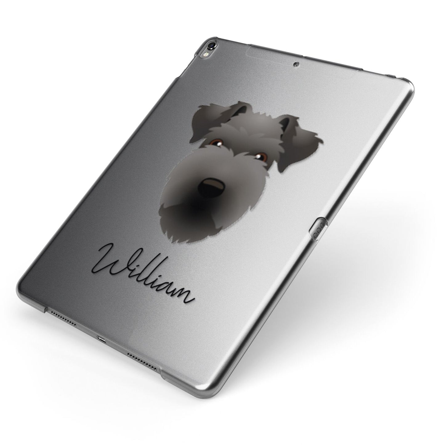 Lakeland Terrier Personalised Apple iPad Case on Grey iPad Side View