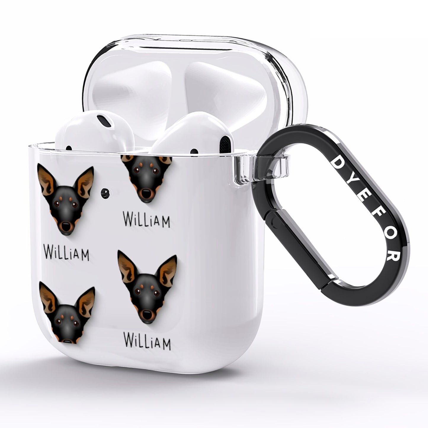 Lancashire Heeler Icon with Name AirPods Clear Case Side Image