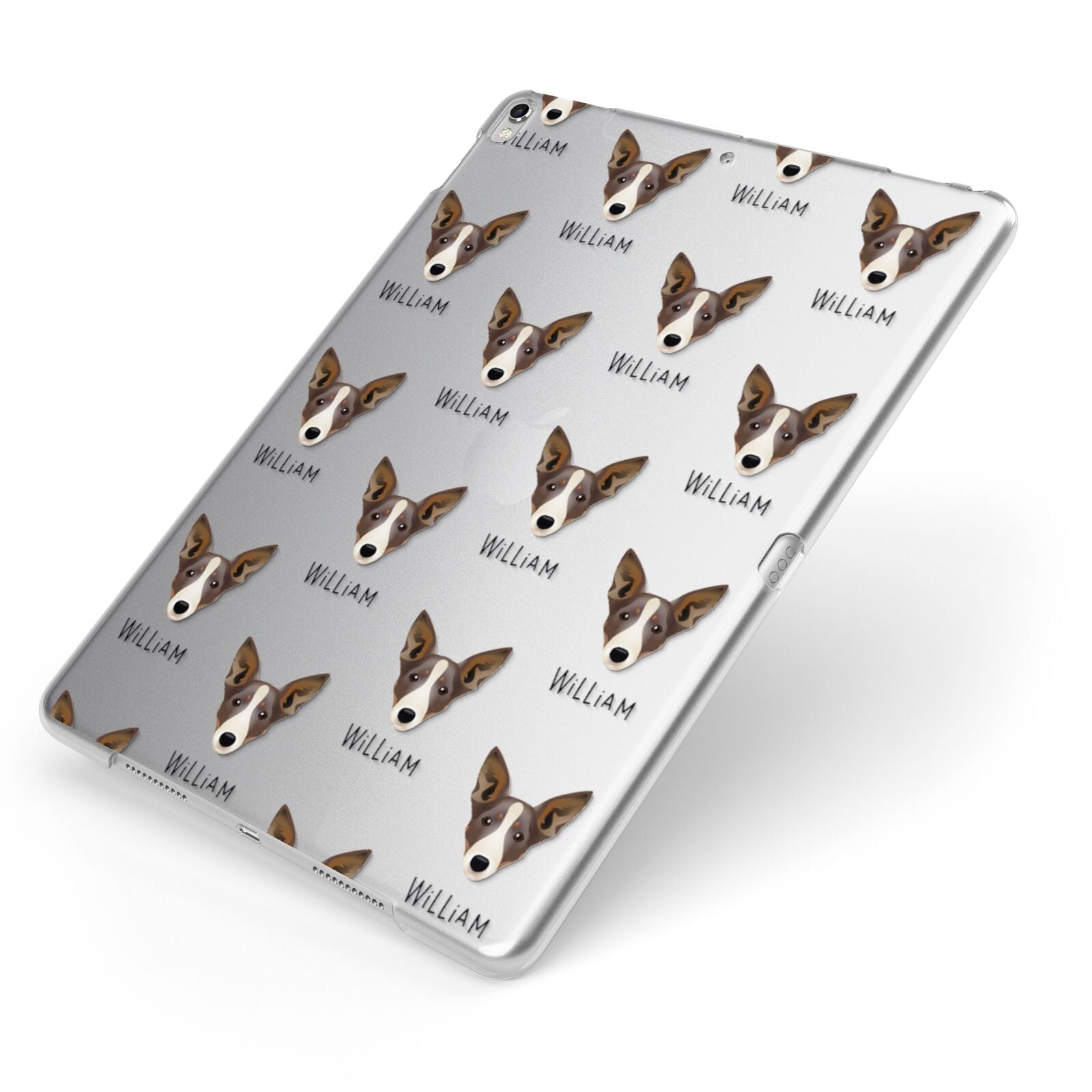 Lancashire Heeler Icon with Name Apple iPad Case on Silver iPad Side View