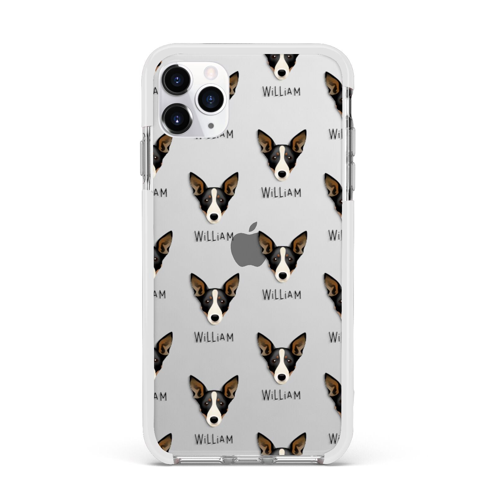 Lancashire Heeler Icon with Name Apple iPhone 11 Pro Max in Silver with White Impact Case