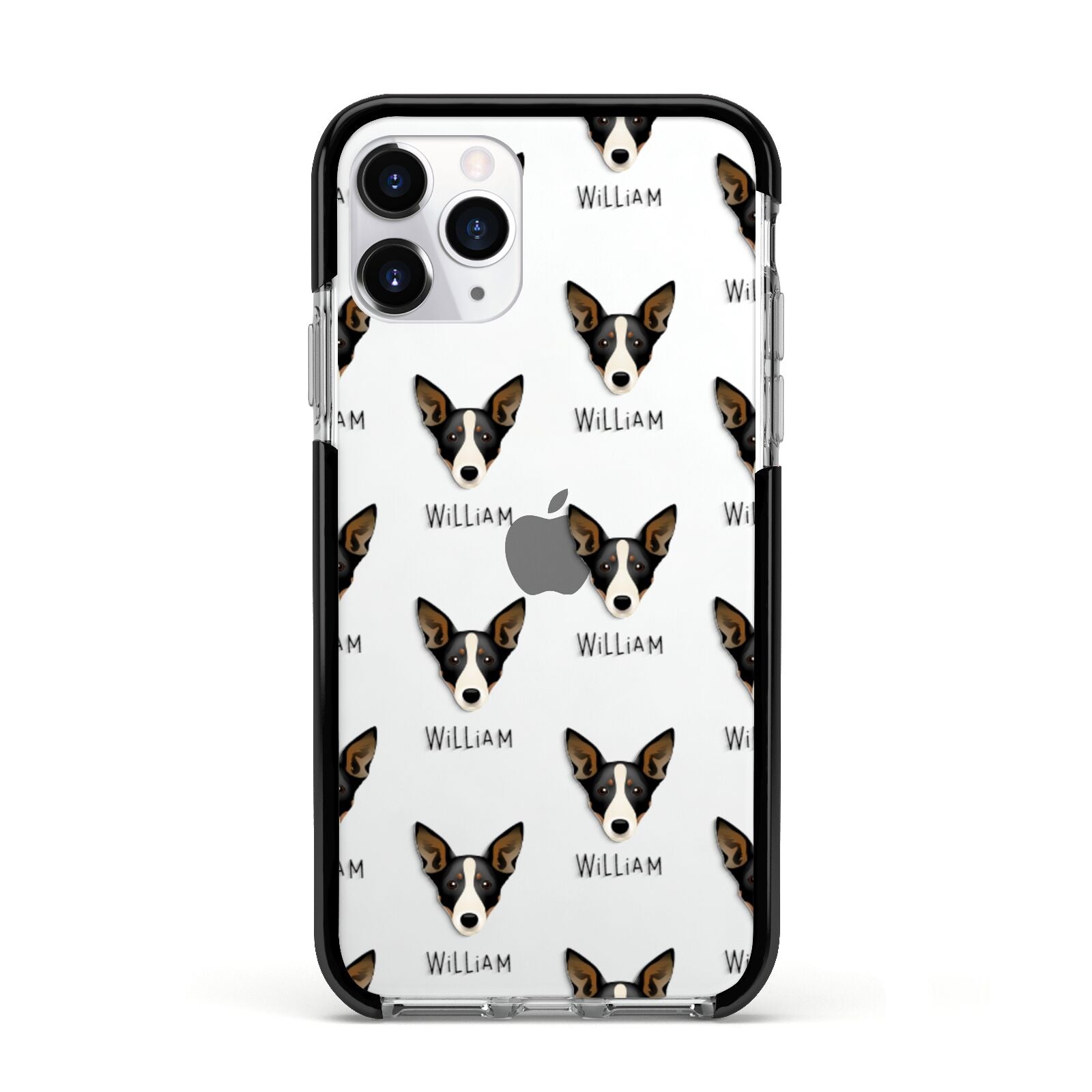 Lancashire Heeler Icon with Name Apple iPhone 11 Pro in Silver with Black Impact Case