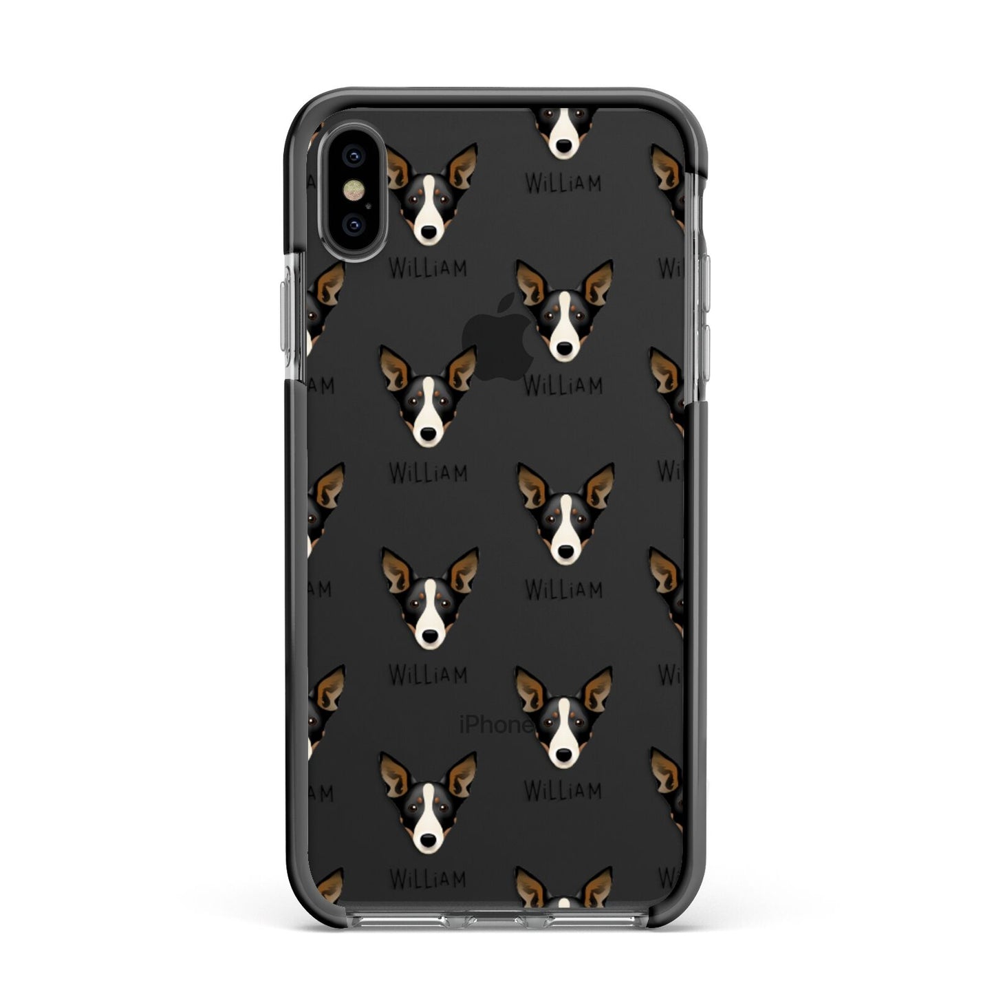 Lancashire Heeler Icon with Name Apple iPhone Xs Max Impact Case Black Edge on Black Phone
