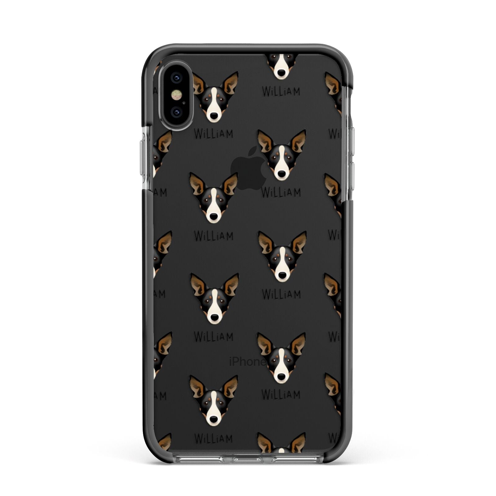 Lancashire Heeler Icon with Name Apple iPhone Xs Max Impact Case Black Edge on Black Phone
