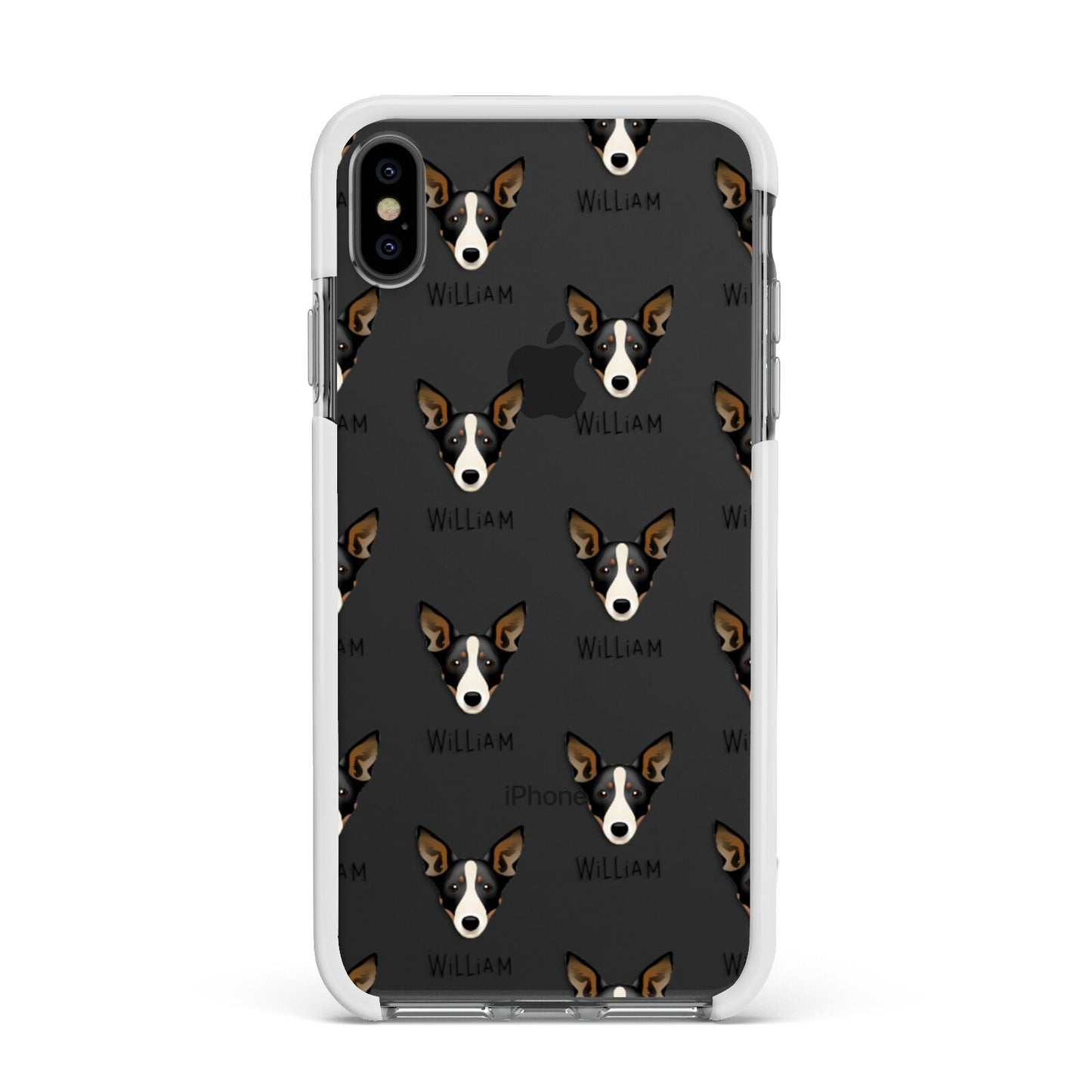 Lancashire Heeler Icon with Name Apple iPhone Xs Max Impact Case White Edge on Black Phone