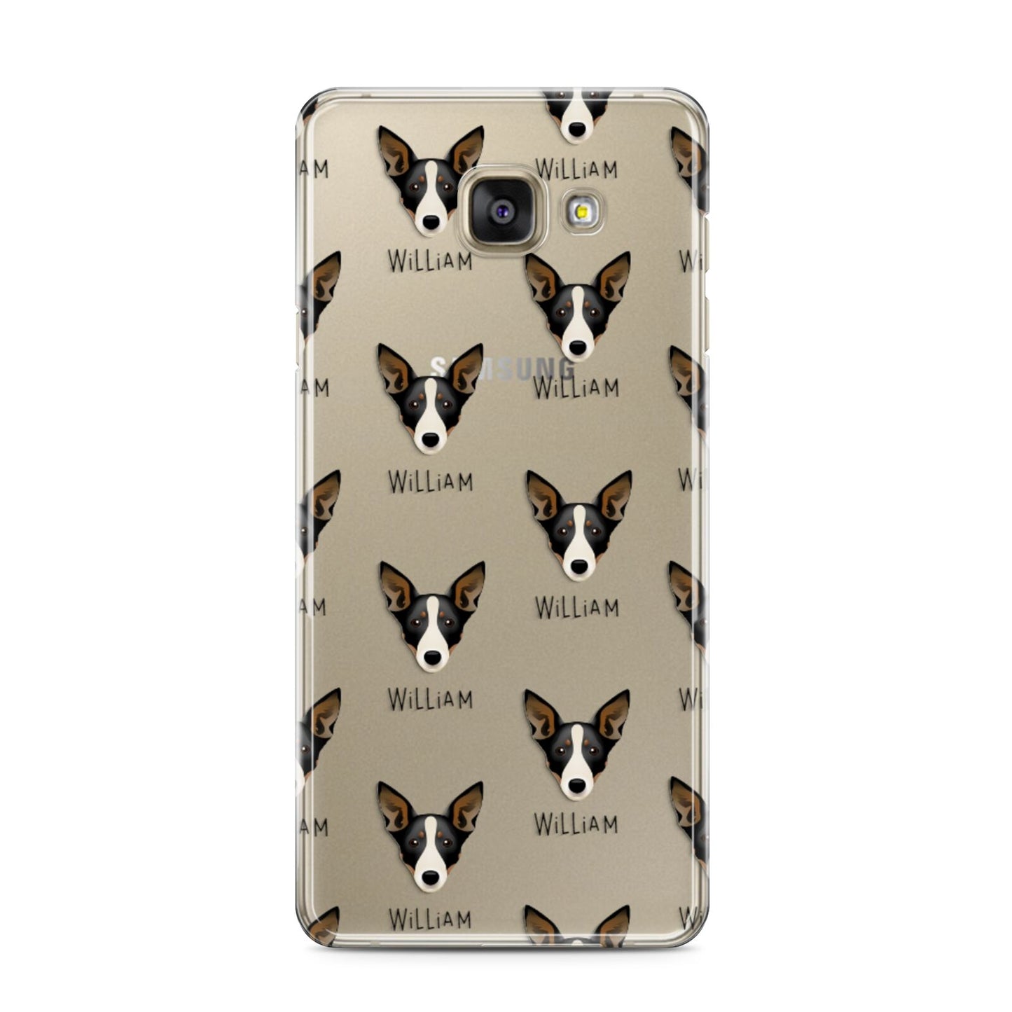 Lancashire Heeler Icon with Name Samsung Galaxy A3 2016 Case on gold phone