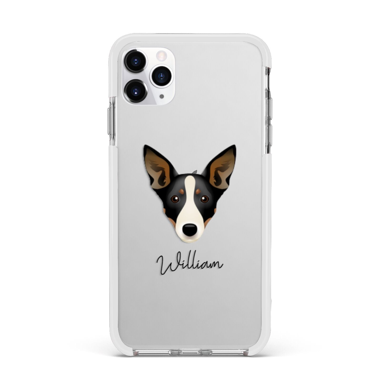 Lancashire Heeler Personalised Apple iPhone 11 Pro Max in Silver with White Impact Case