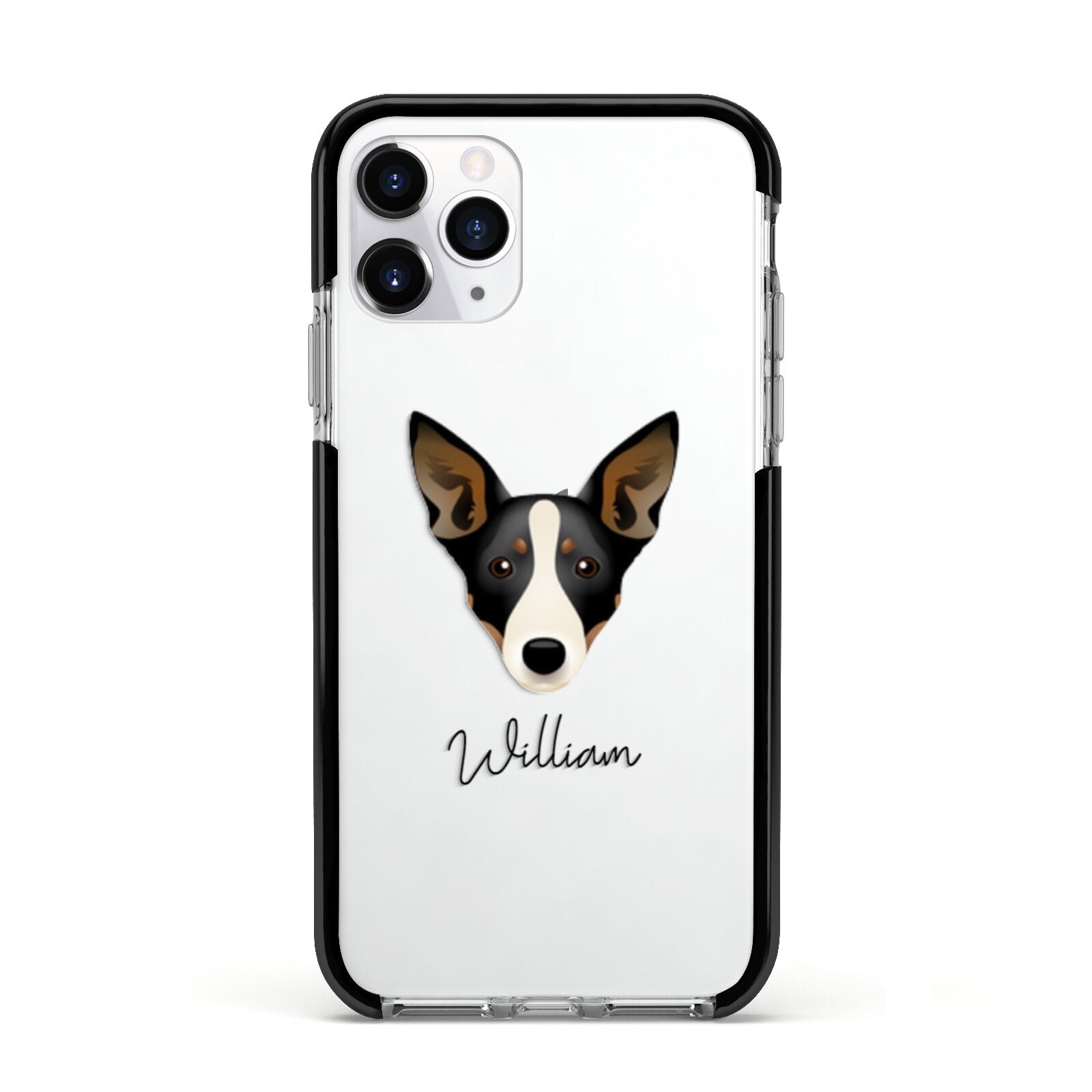 Lancashire Heeler Personalised Apple iPhone 11 Pro in Silver with Black Impact Case