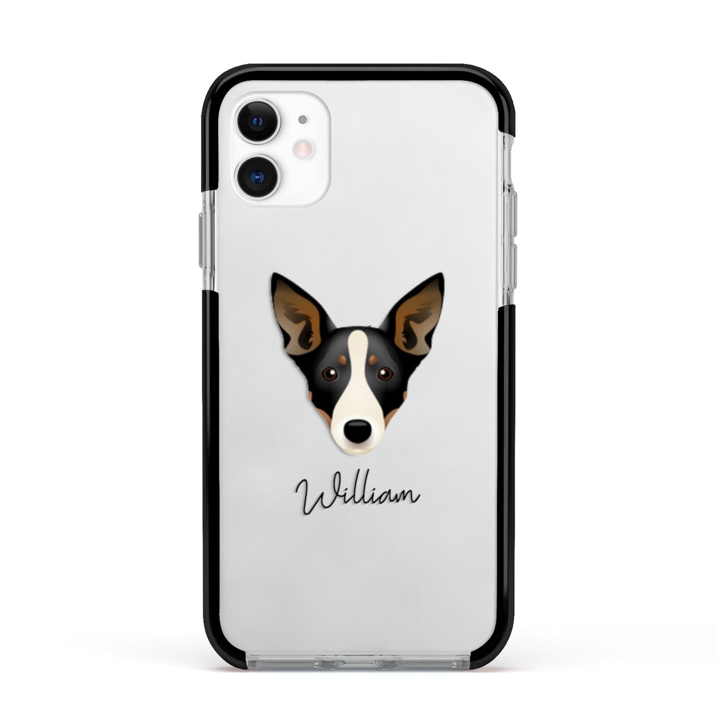 Lancashire Heeler Personalised Apple iPhone 11 in White with Black Impact Case