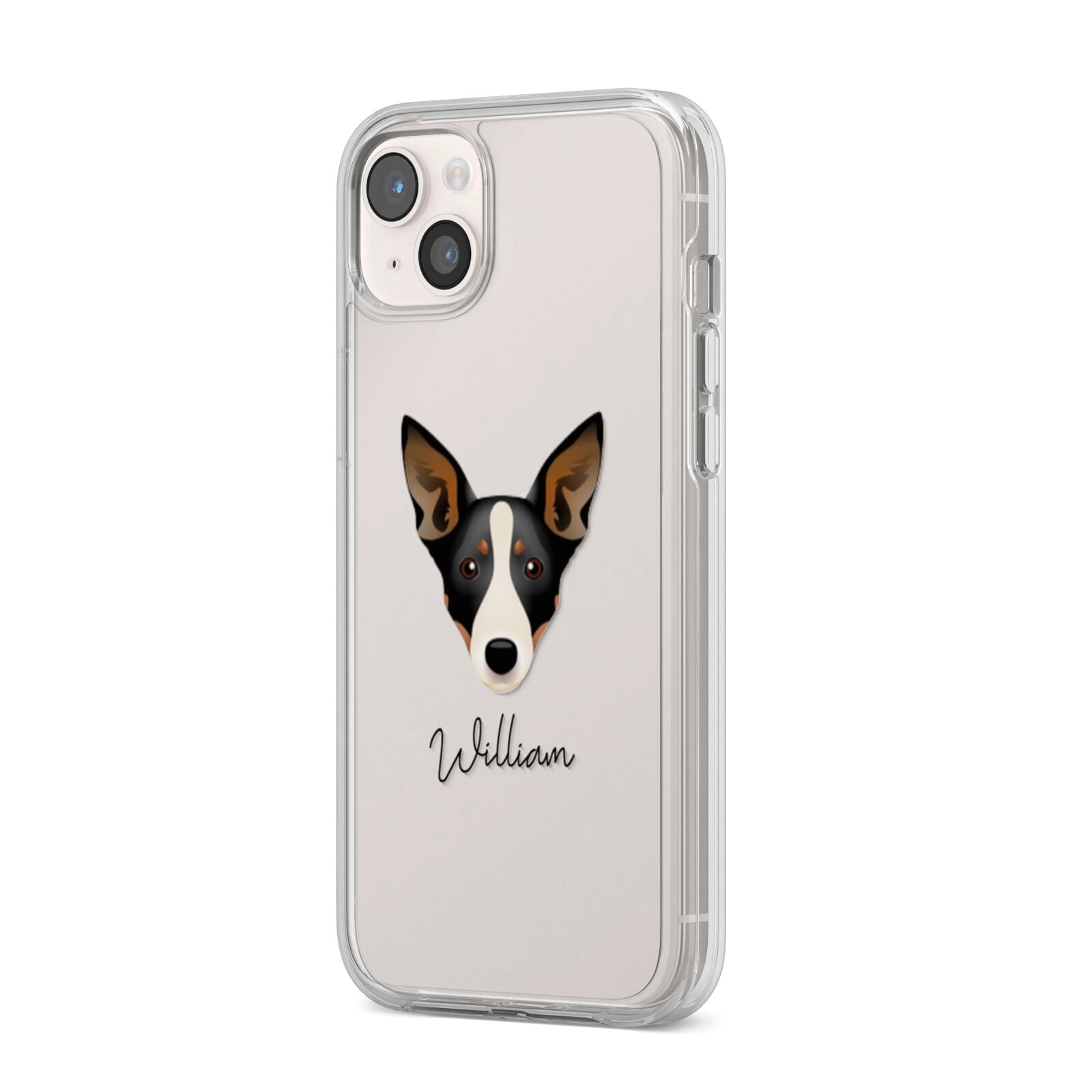 Lancashire Heeler Personalised iPhone 14 Plus Clear Tough Case Starlight Angled Image