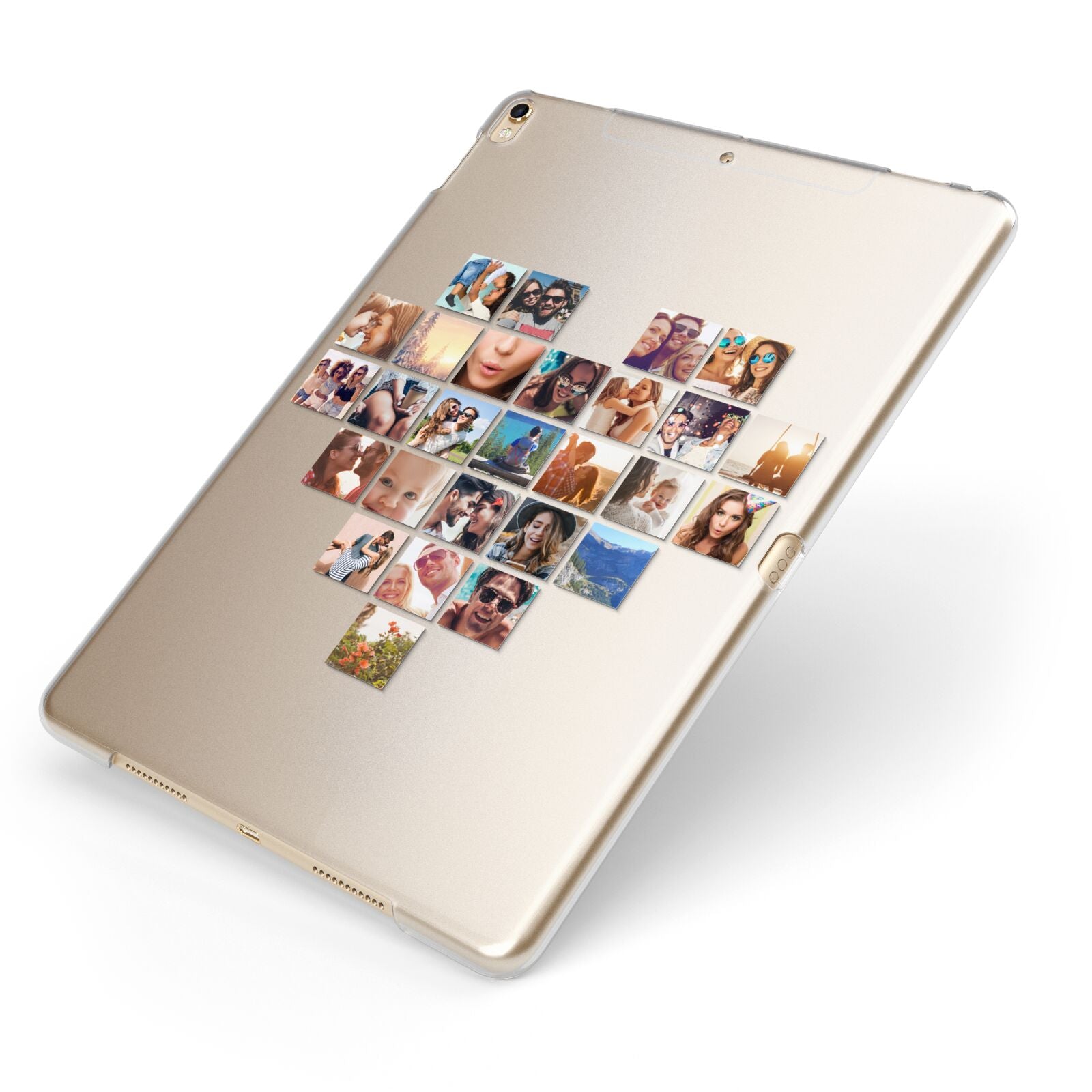 Large Heart Photo Montage Upload Apple iPad Case on Gold iPad Side View