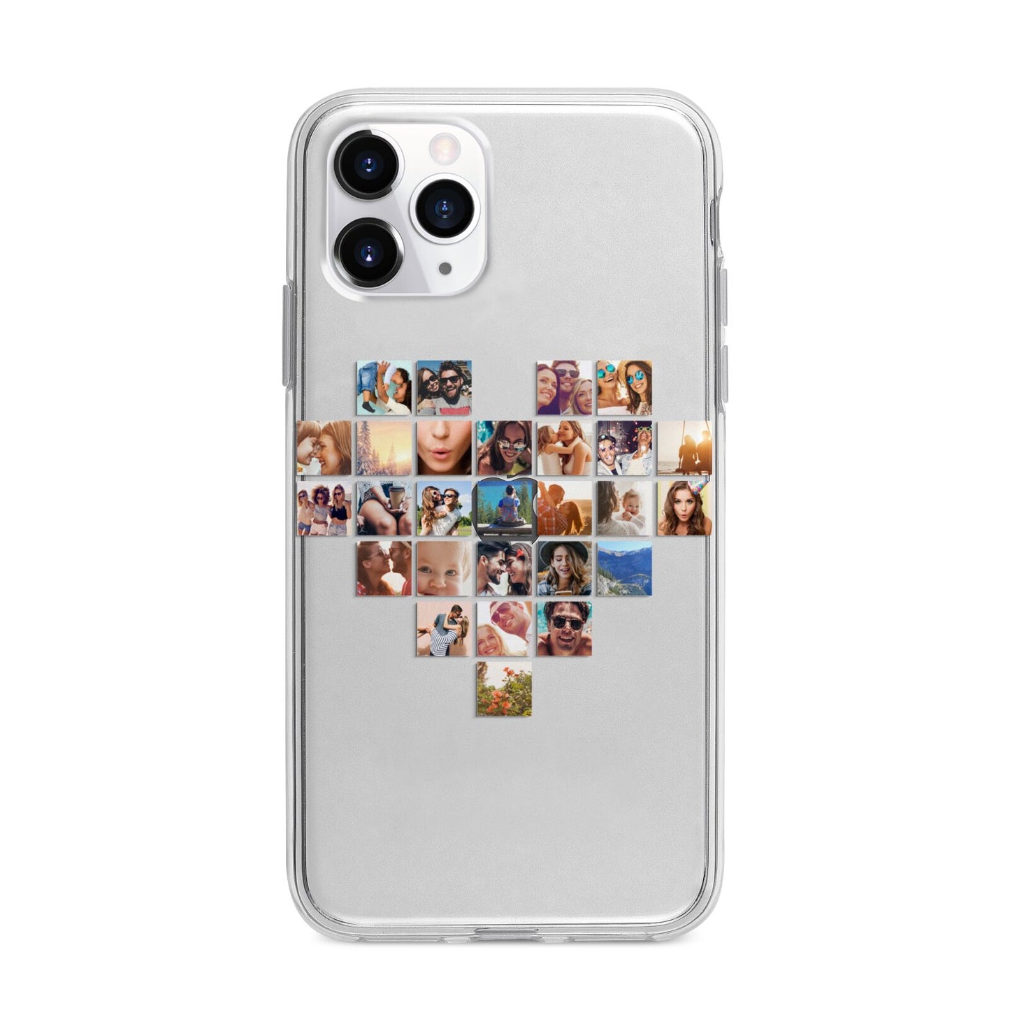 Large Heart Photo Montage Upload Apple iPhone 11 Pro Max in Silver with Bumper Case