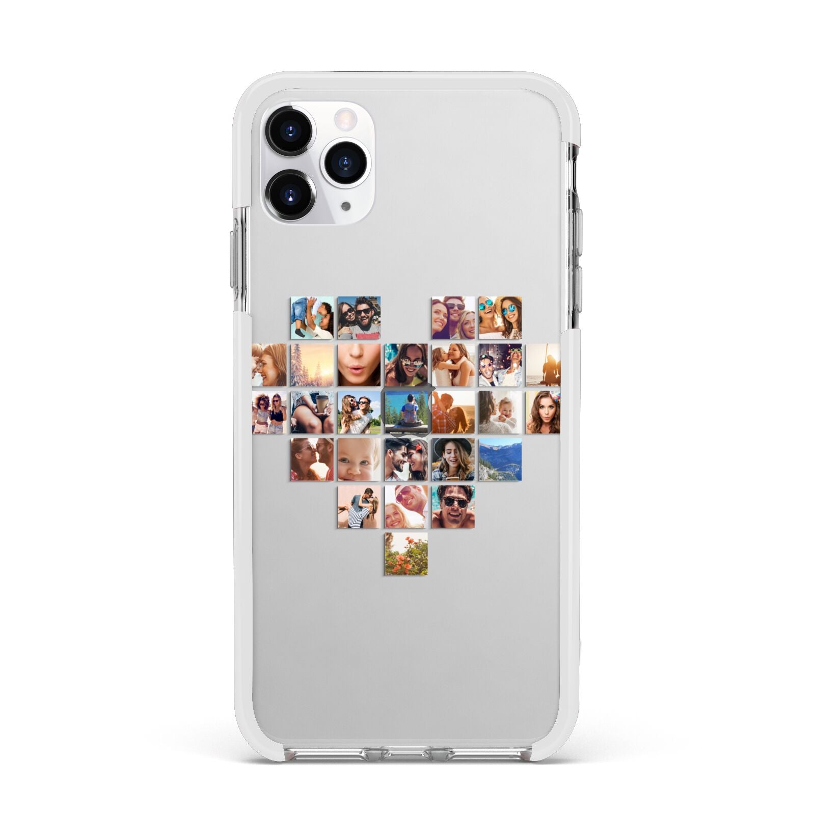 Large Heart Photo Montage Upload Apple iPhone 11 Pro Max in Silver with White Impact Case