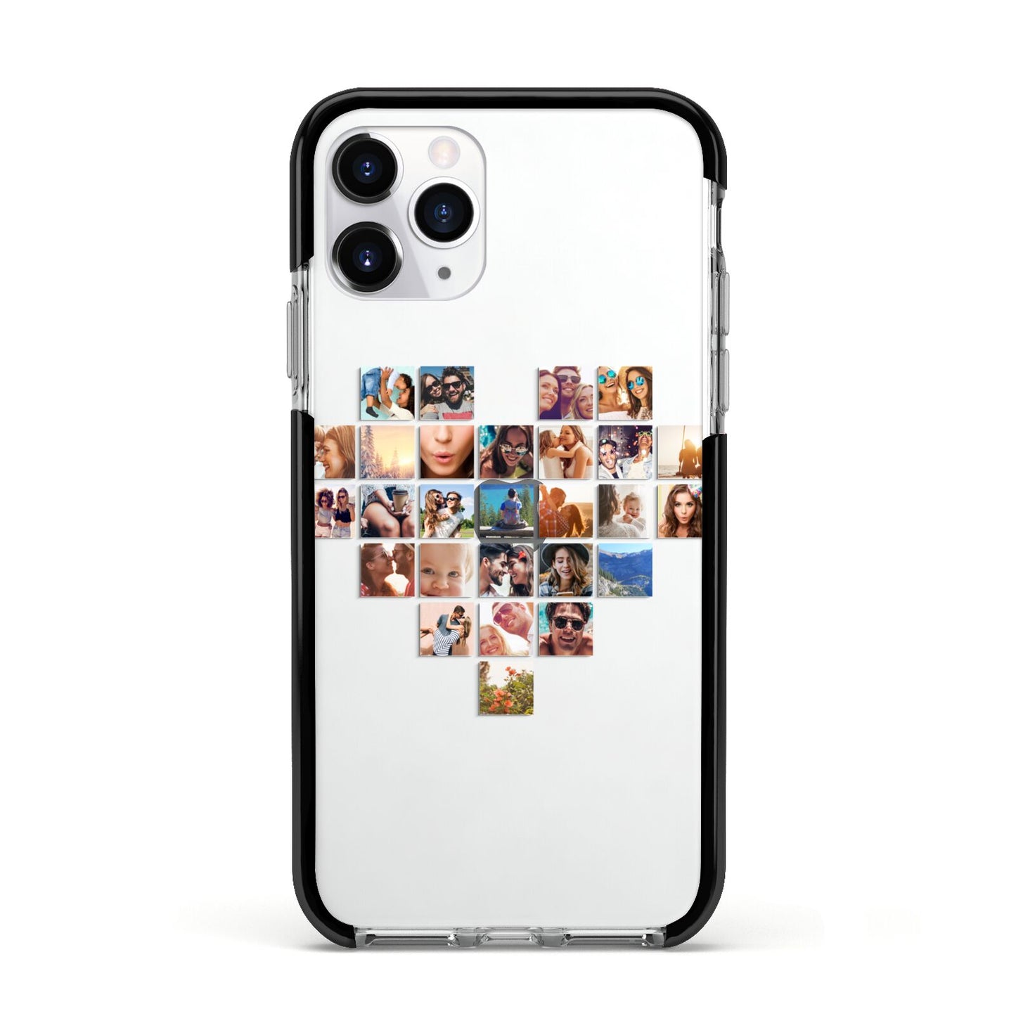 Large Heart Photo Montage Upload Apple iPhone 11 Pro in Silver with Black Impact Case