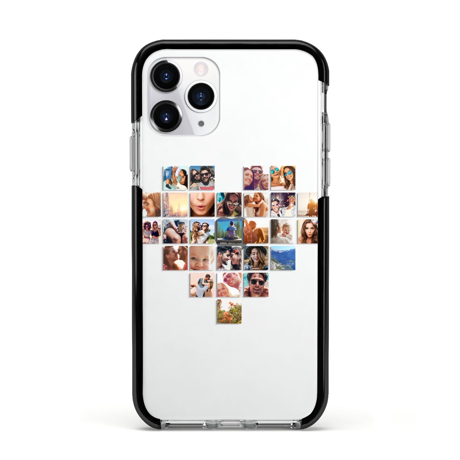 Large Heart Photo Montage Upload Apple iPhone 11 Pro in Silver with Black Impact Case