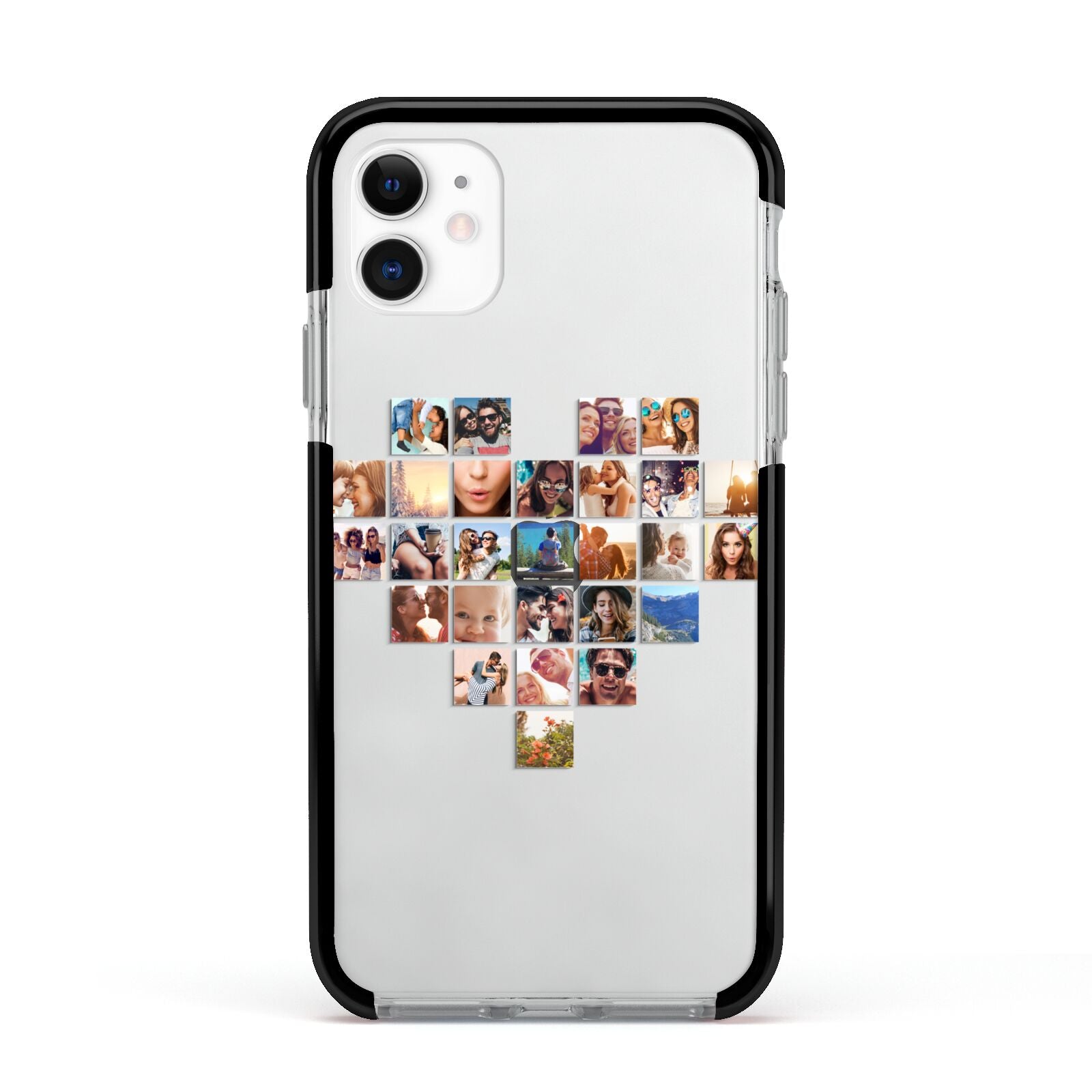 Large Heart Photo Montage Upload Apple iPhone 11 in White with Black Impact Case