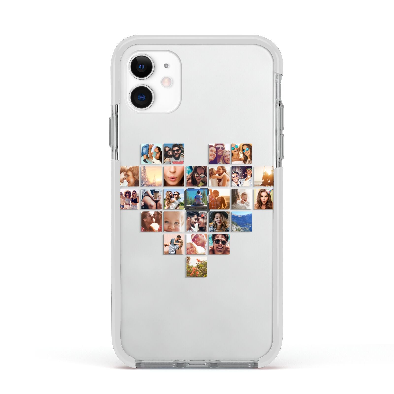 Large Heart Photo Montage Upload Apple iPhone 11 in White with White Impact Case