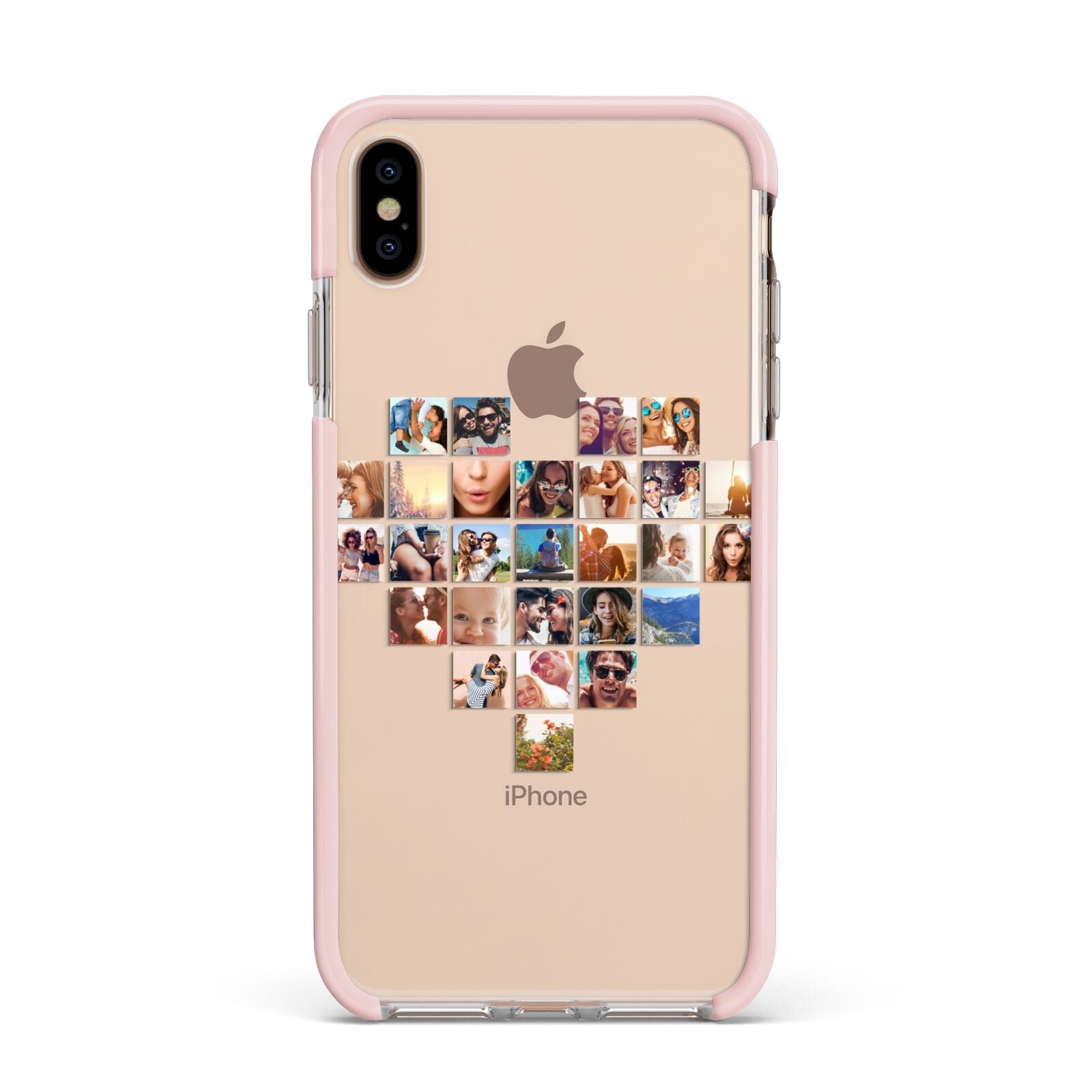 Large Heart Photo Montage Upload Apple iPhone Xs Max Impact Case Pink Edge on Gold Phone