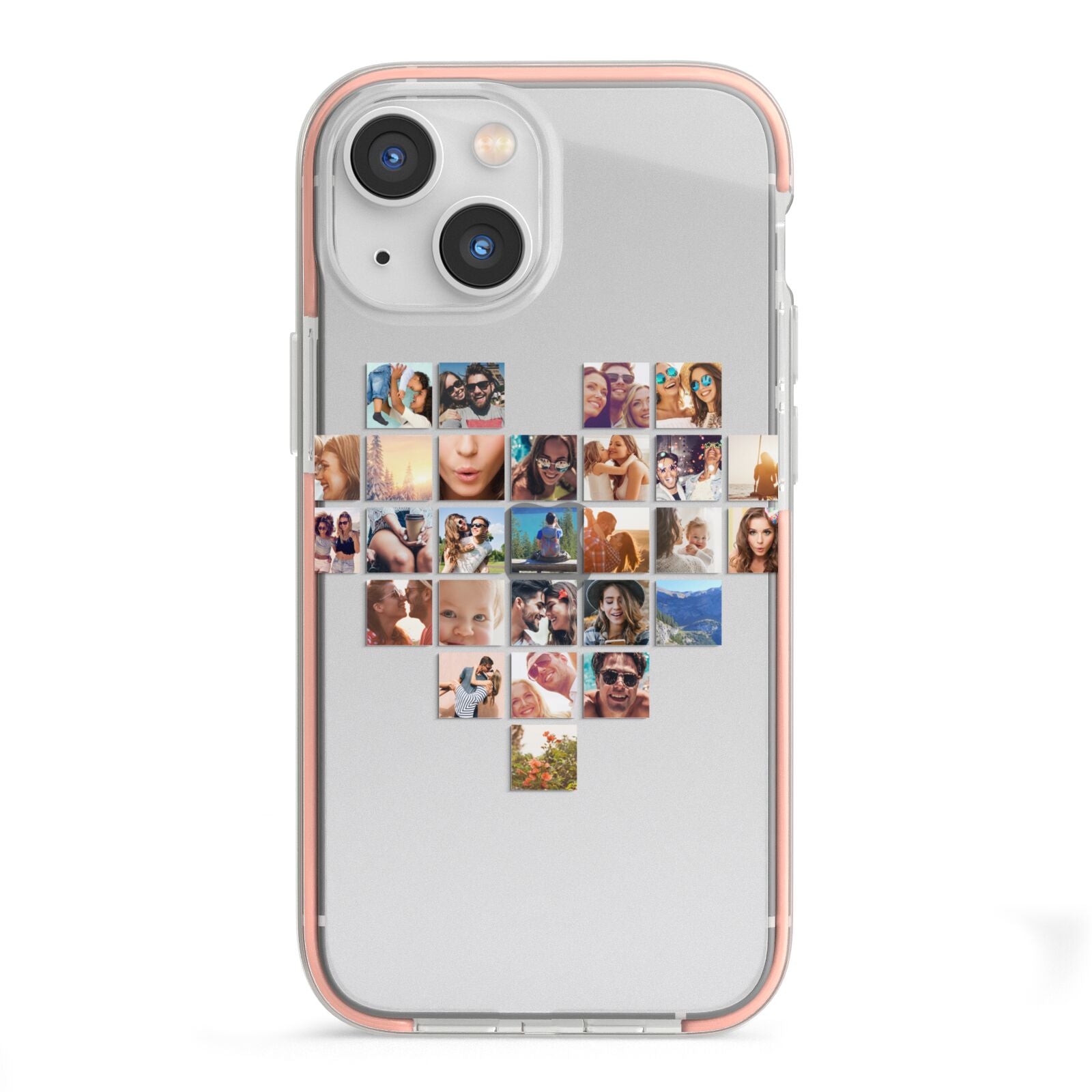 Large Heart Photo Montage Upload iPhone 13 Mini TPU Impact Case with Pink Edges