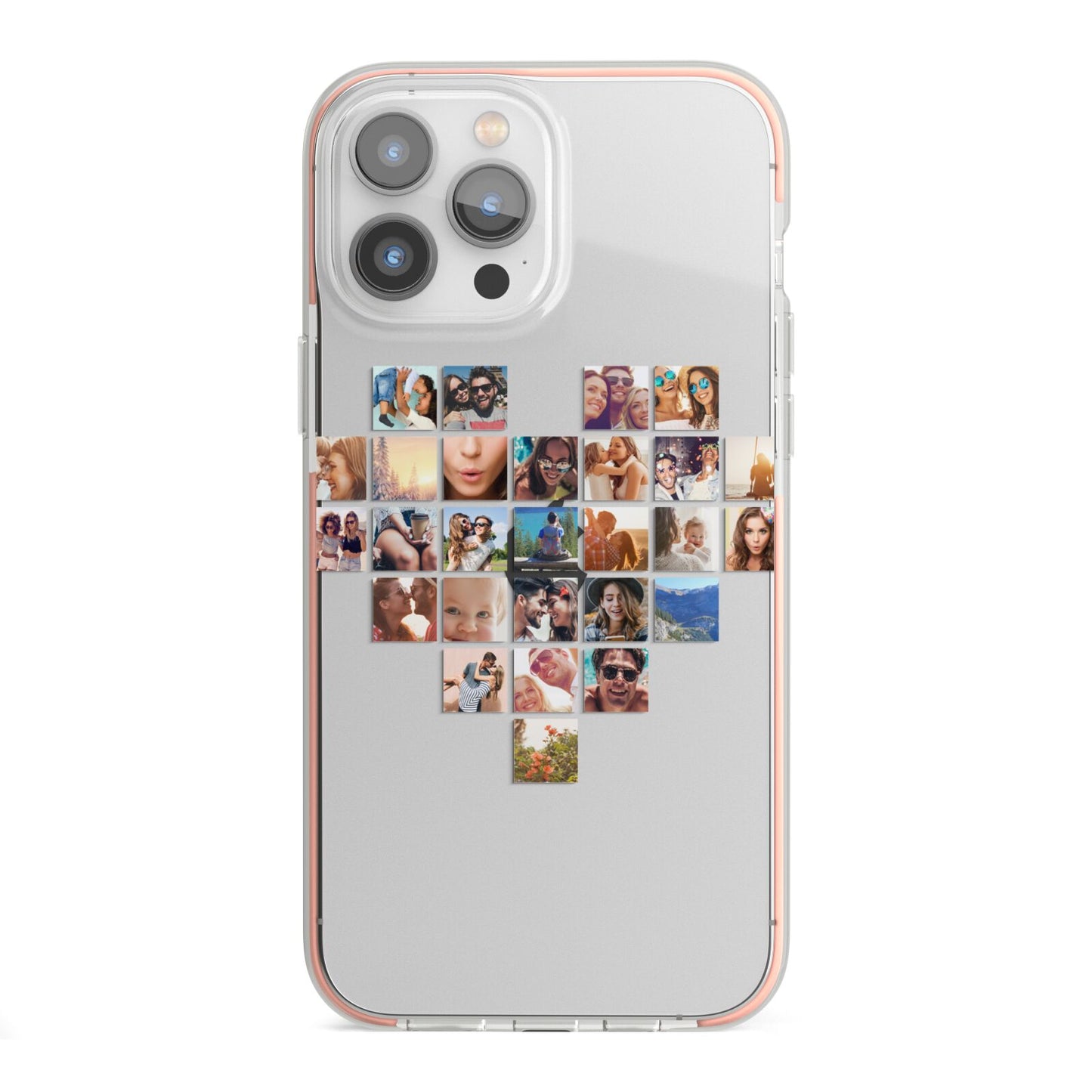 Large Heart Photo Montage Upload iPhone 13 Pro Max TPU Impact Case with Pink Edges