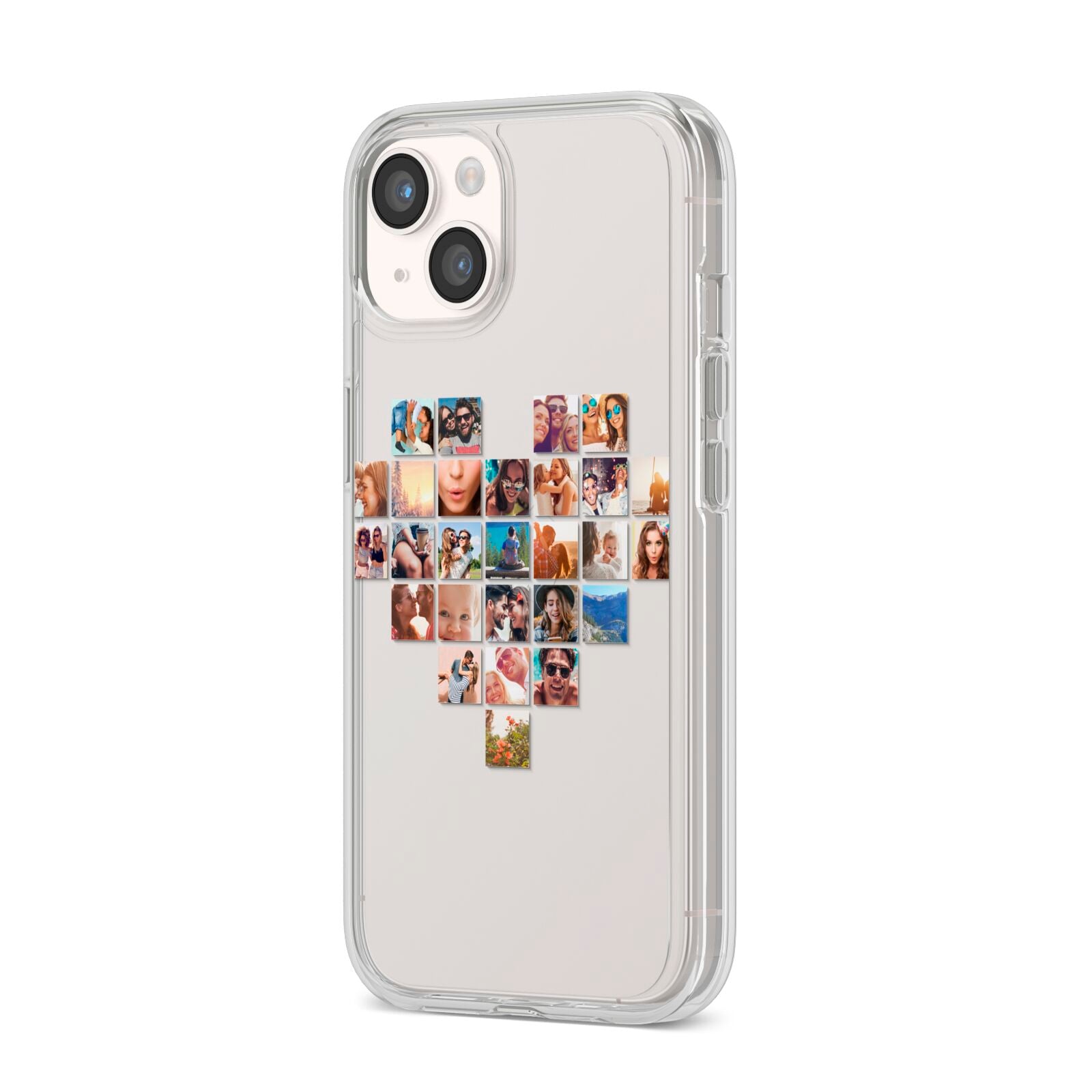 Large Heart Photo Montage Upload iPhone 14 Clear Tough Case Starlight Angled Image