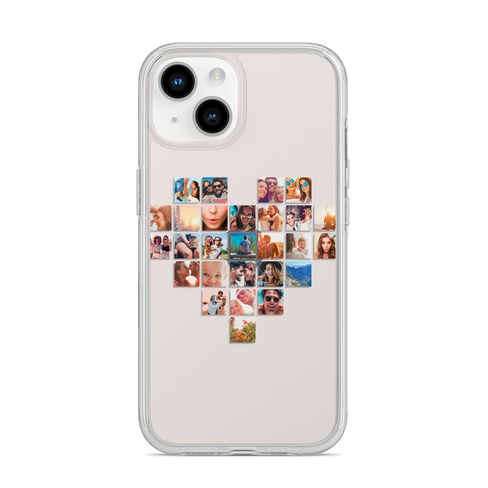 Large Heart Photo Montage Upload iPhone 14 Clear Tough Case Starlight