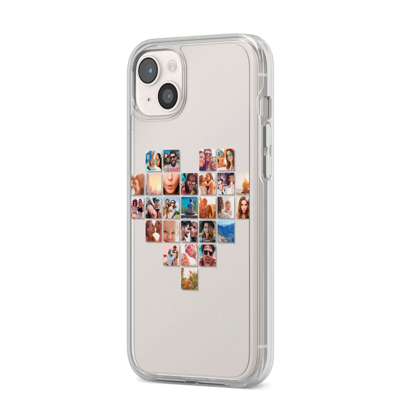 Large Heart Photo Montage Upload iPhone 14 Plus Clear Tough Case Starlight Angled Image