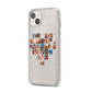 Large Heart Photo Montage Upload iPhone 14 Plus Glitter Tough Case Starlight Angled Image