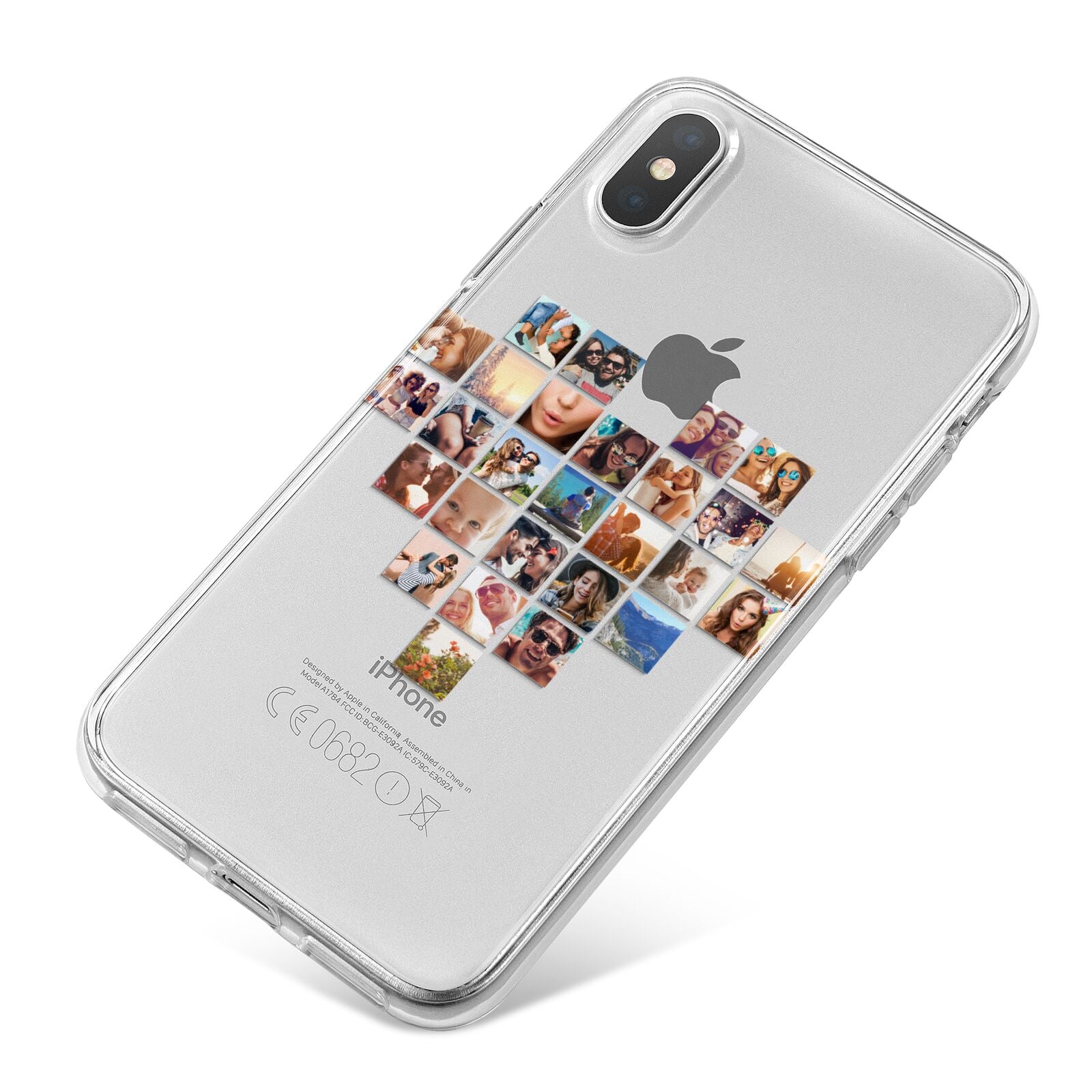 Large Heart Photo Montage Upload iPhone X Bumper Case on Silver iPhone
