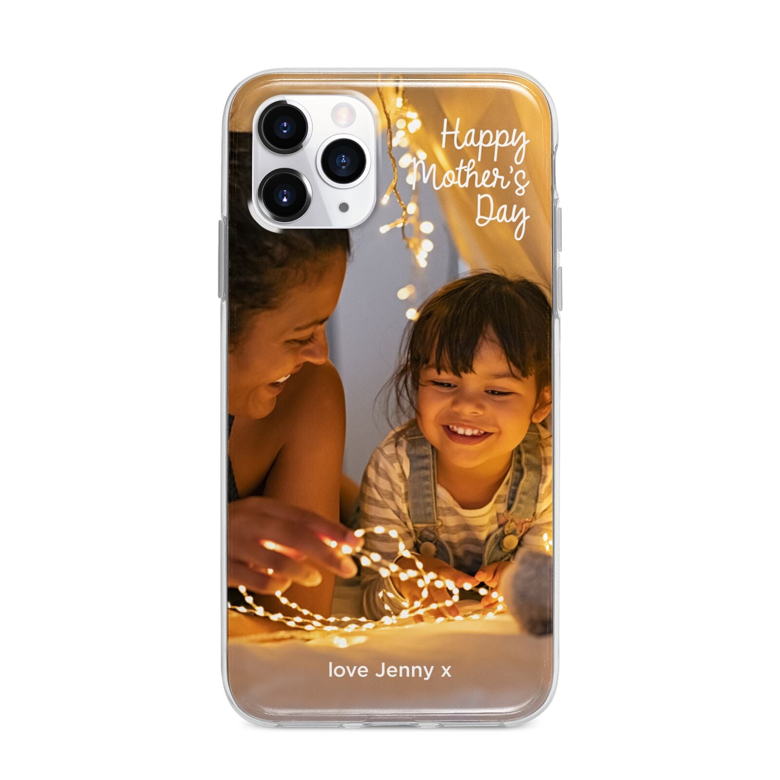 Large Mothers Day Photo with Name Apple iPhone 11 Pro Max in Silver with Bumper Case