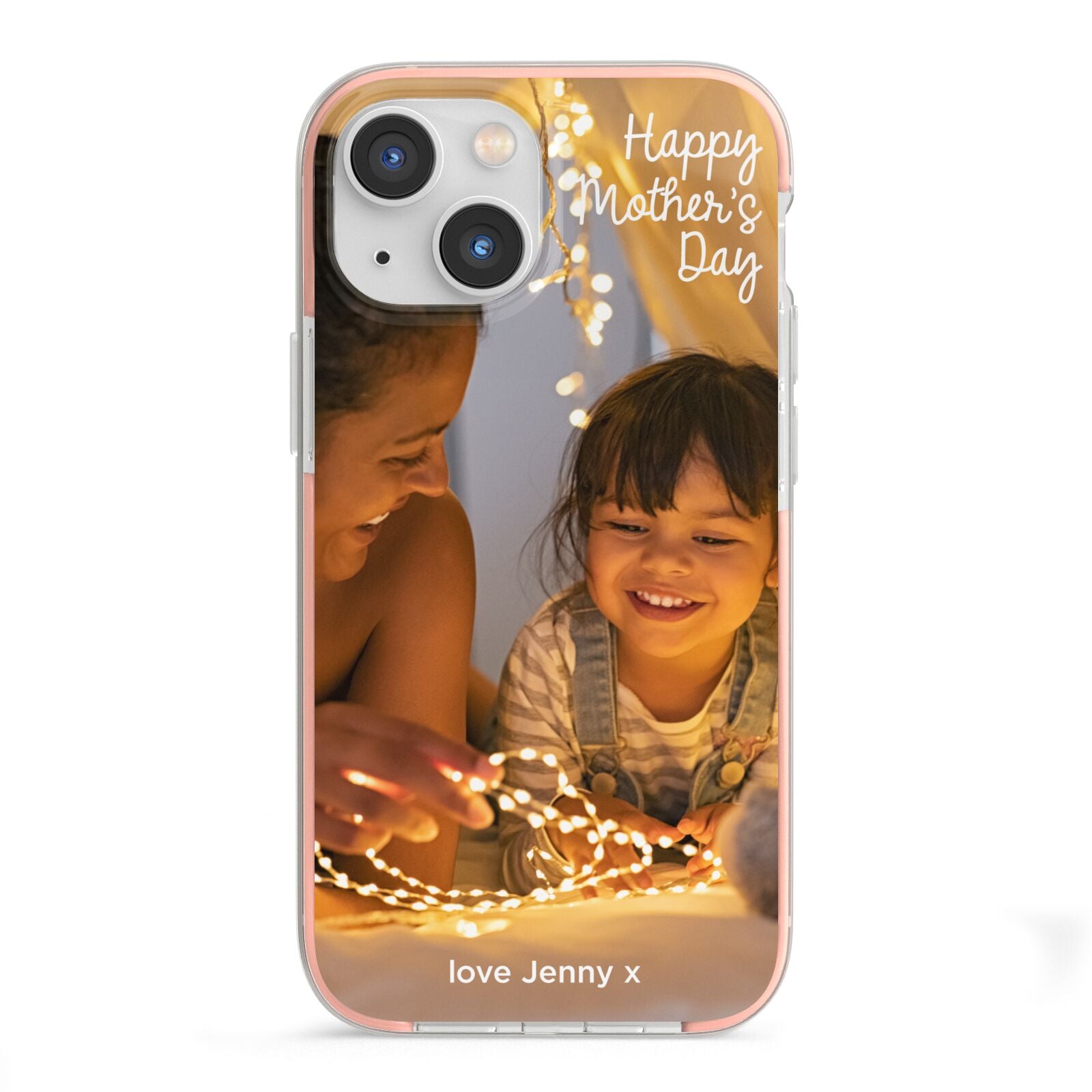 Large Mothers Day Photo with Name iPhone 13 Mini TPU Impact Case with Pink Edges