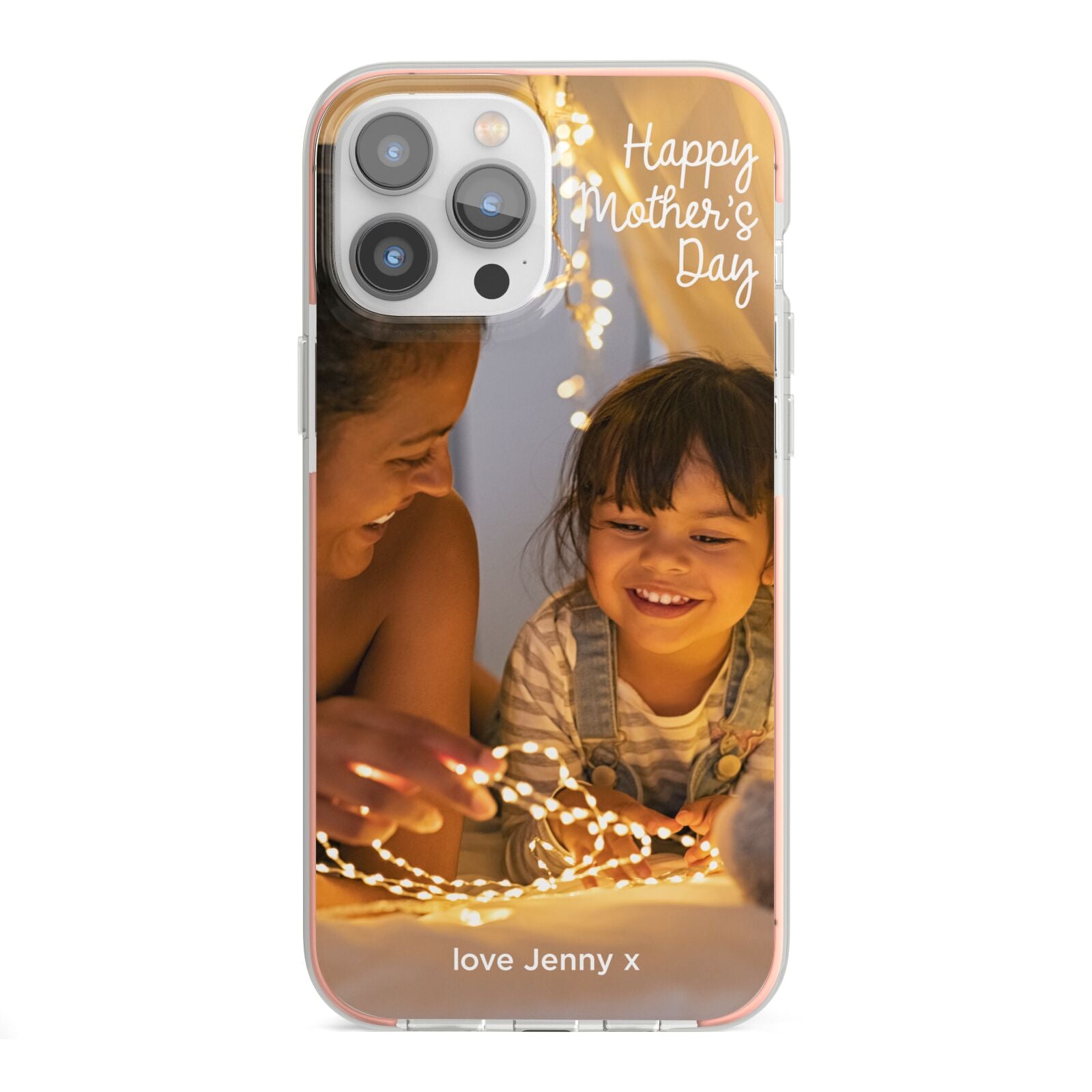 Large Mothers Day Photo with Name iPhone 13 Pro Max TPU Impact Case with Pink Edges