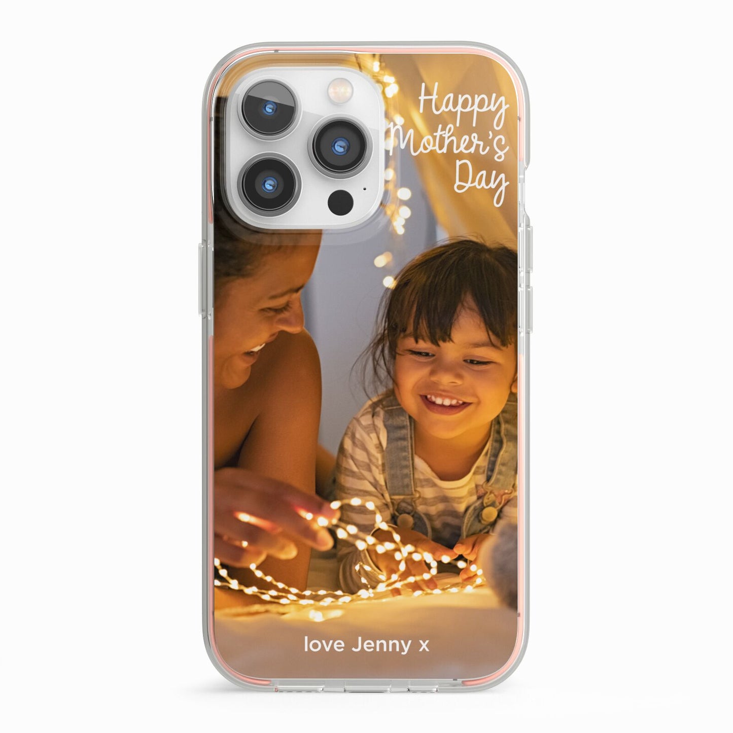 Large Mothers Day Photo with Name iPhone 13 Pro TPU Impact Case with Pink Edges