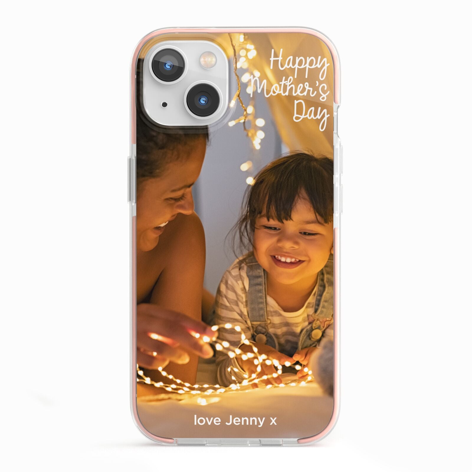 Large Mothers Day Photo with Name iPhone 13 TPU Impact Case with Pink Edges
