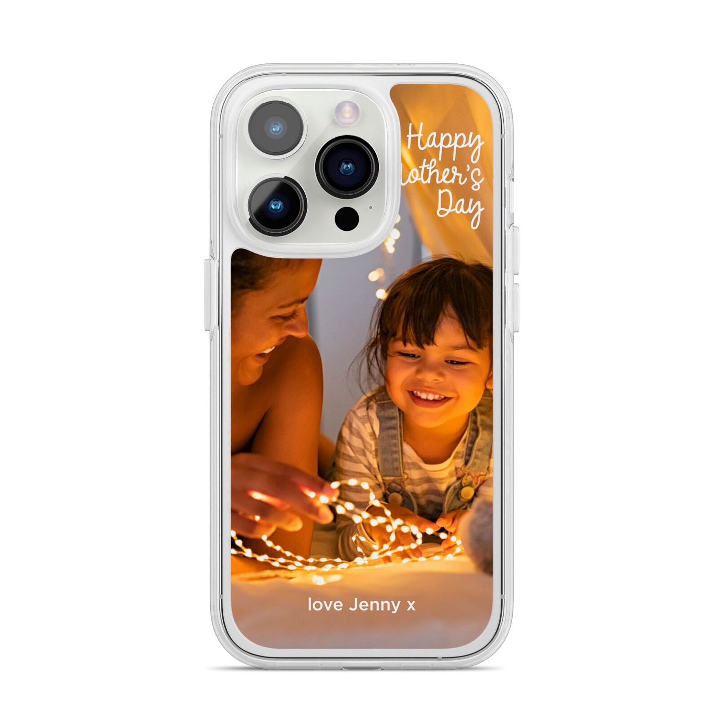 Large Mothers Day Photo with Name iPhone 14 Pro Clear Tough Case Silver