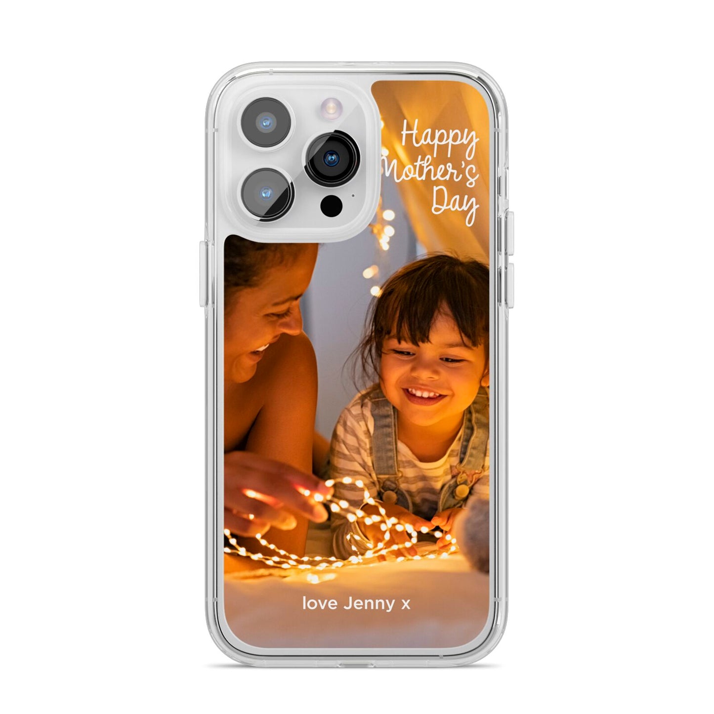 Large Mothers Day Photo with Name iPhone 14 Pro Max Clear Tough Case Silver