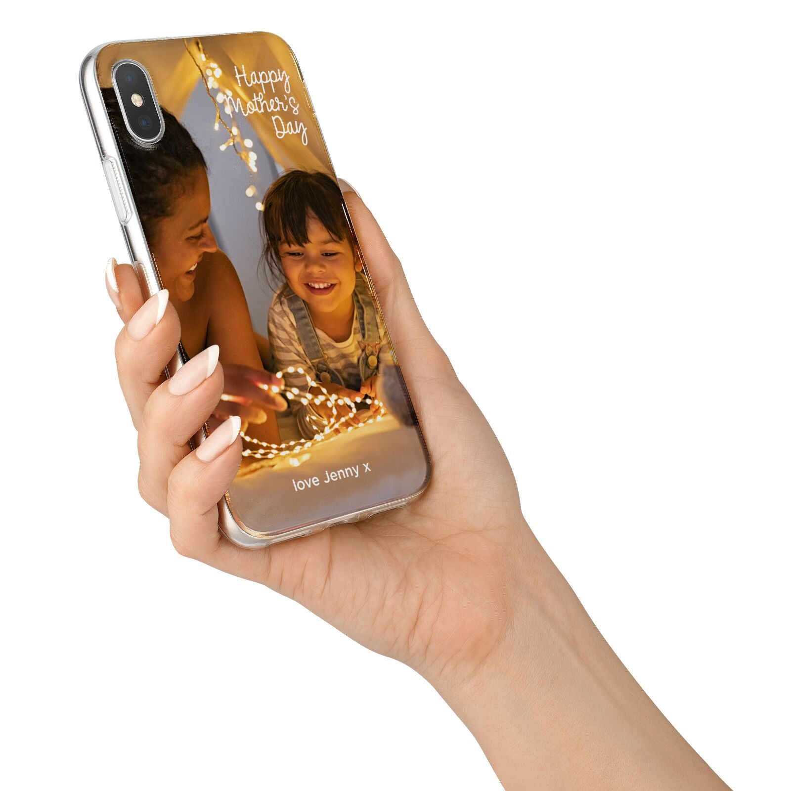 Large Mothers Day Photo with Name iPhone X Bumper Case on Silver iPhone Alternative Image 2