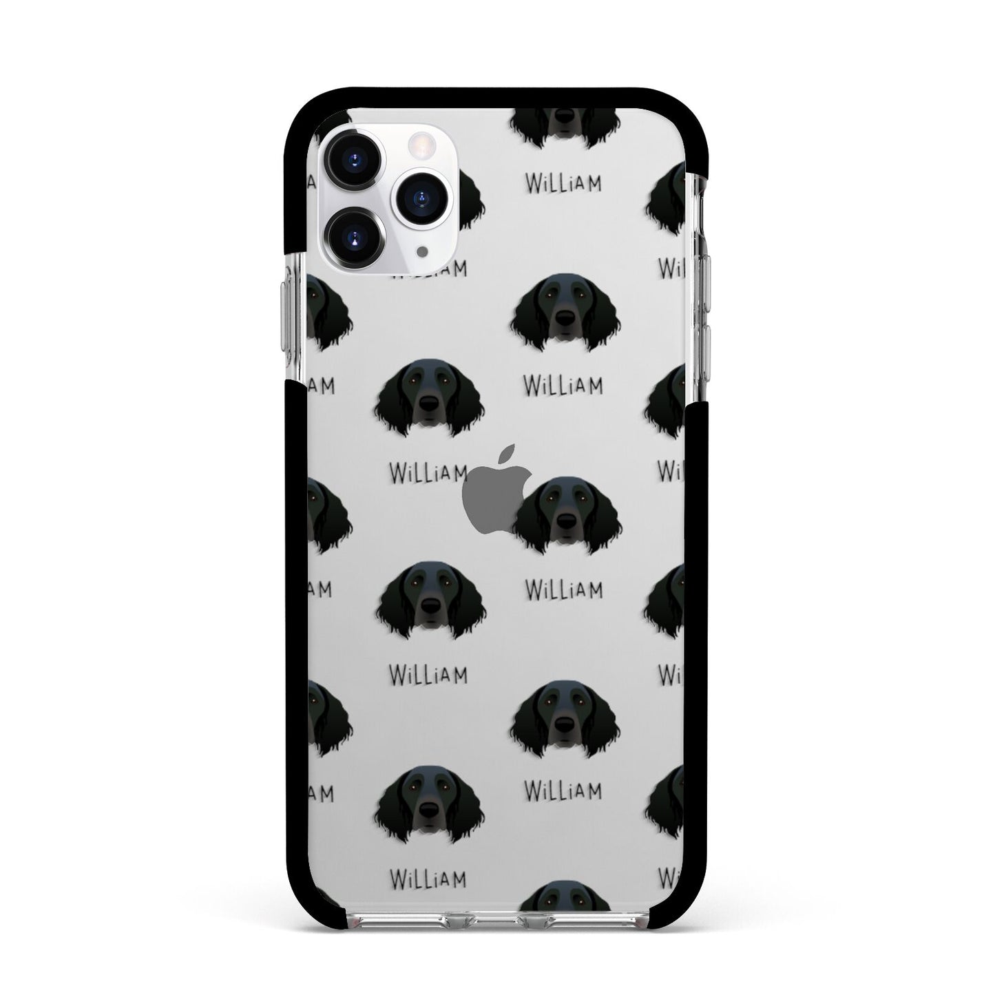 Large Munsterlander Icon with Name Apple iPhone 11 Pro Max in Silver with Black Impact Case