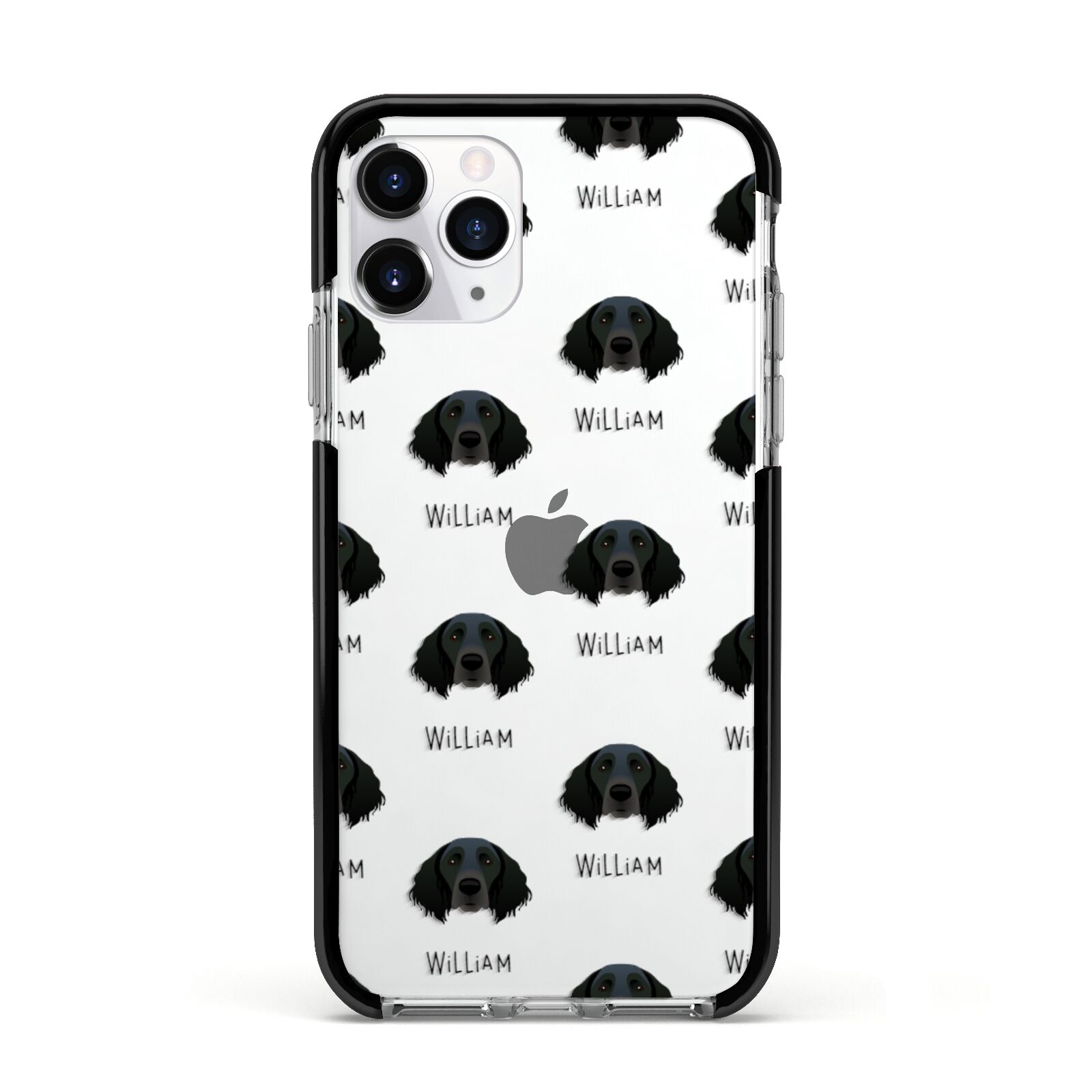 Large Munsterlander Icon with Name Apple iPhone 11 Pro in Silver with Black Impact Case