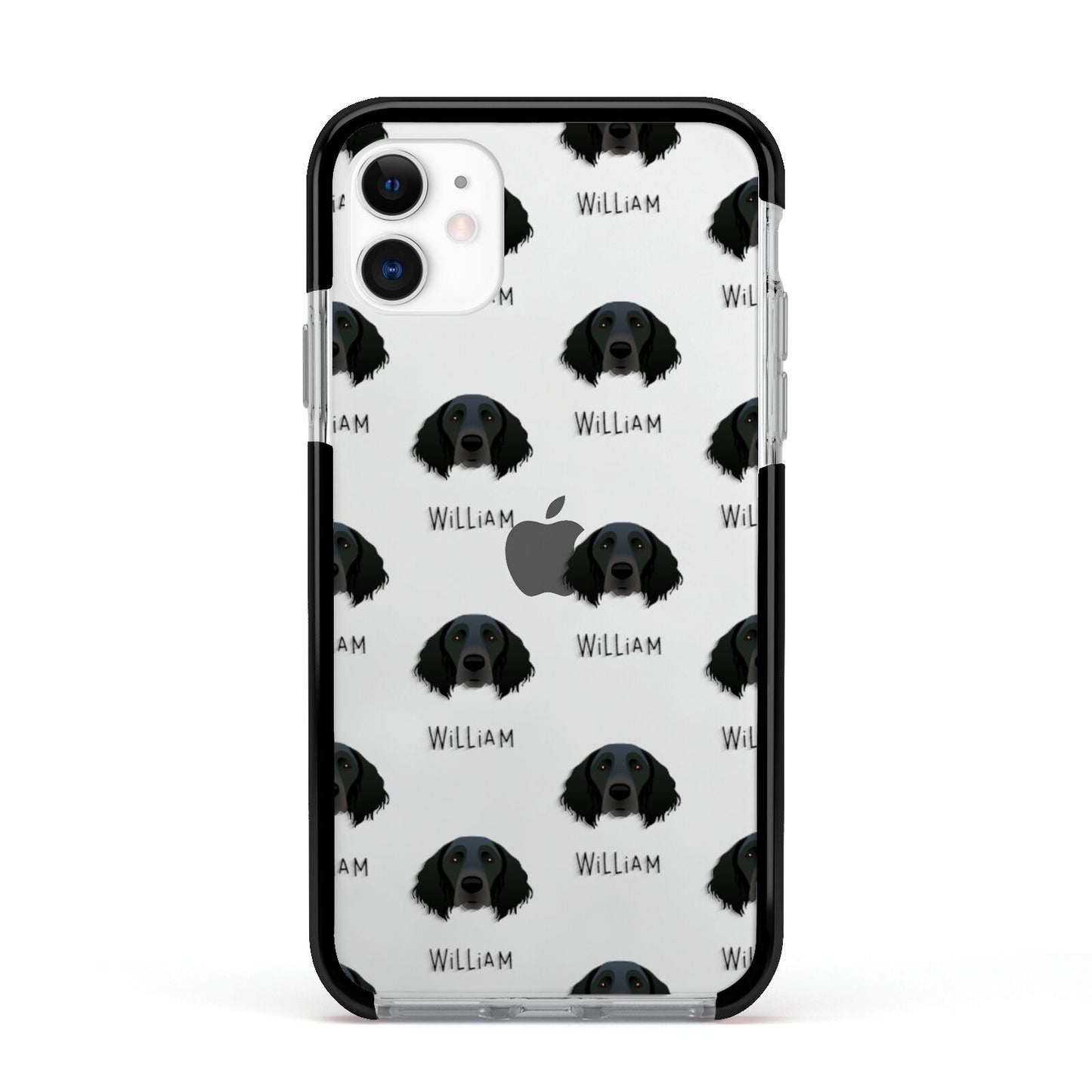 Large Munsterlander Icon with Name Apple iPhone 11 in White with Black Impact Case