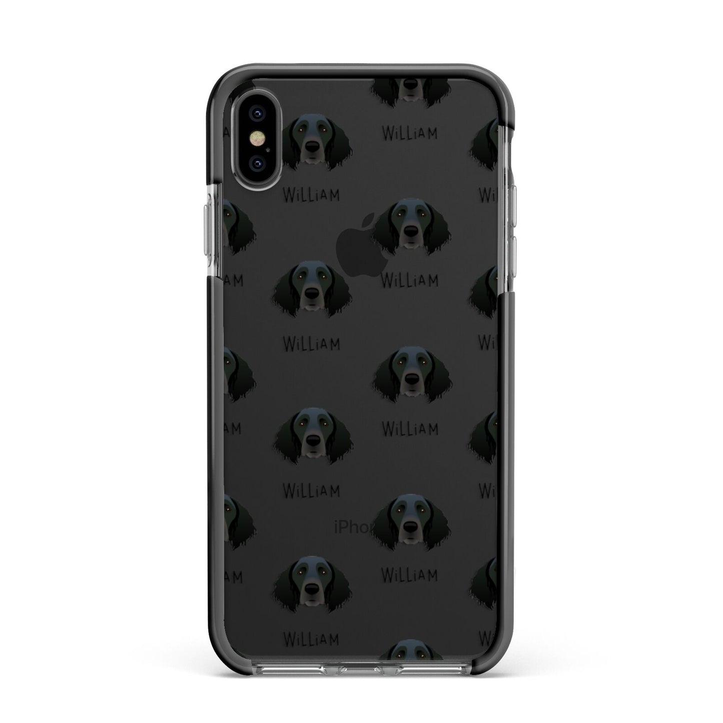 Large Munsterlander Icon with Name Apple iPhone Xs Max Impact Case Black Edge on Black Phone