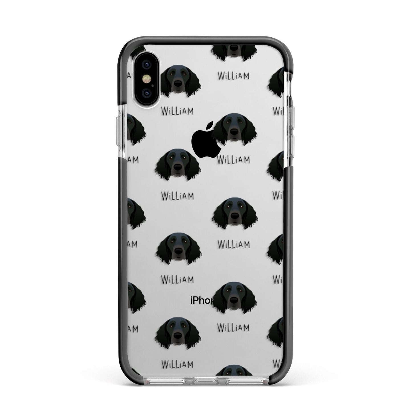 Large Munsterlander Icon with Name Apple iPhone Xs Max Impact Case Black Edge on Silver Phone