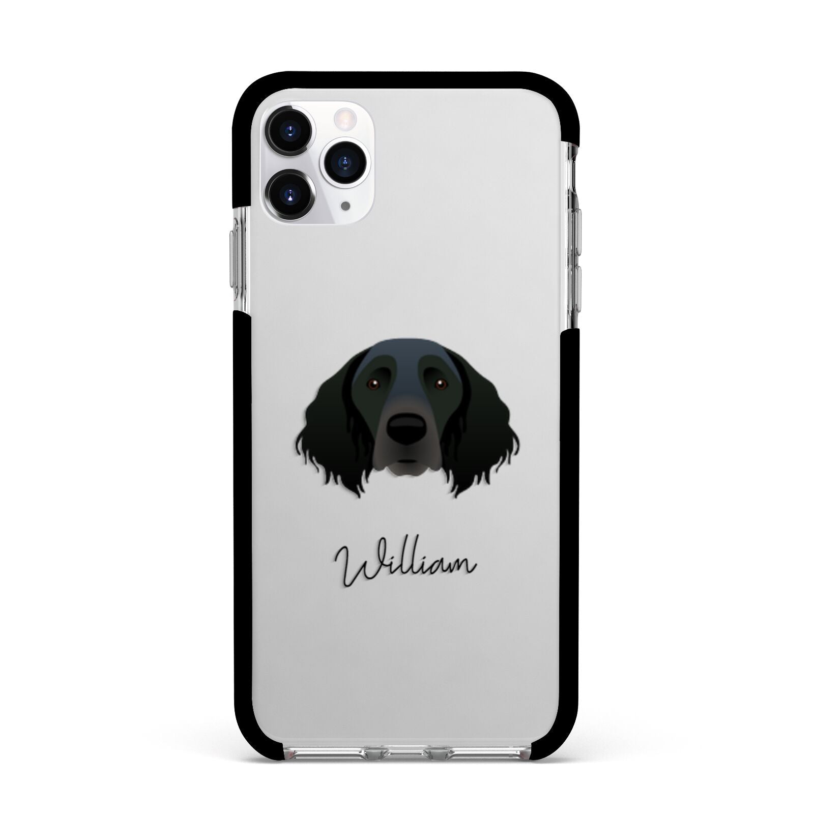 Large Munsterlander Personalised Apple iPhone 11 Pro Max in Silver with Black Impact Case
