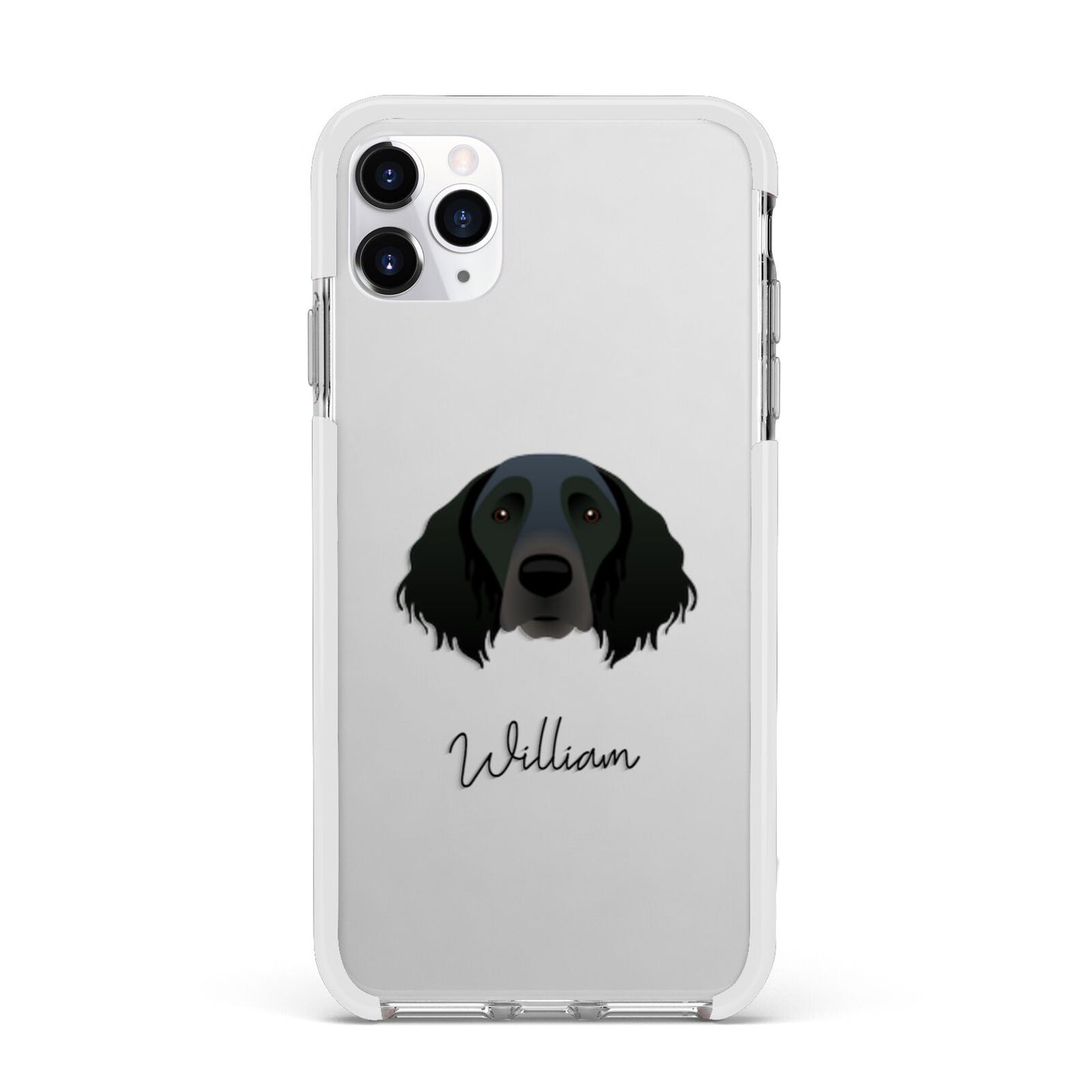 Large Munsterlander Personalised Apple iPhone 11 Pro Max in Silver with White Impact Case