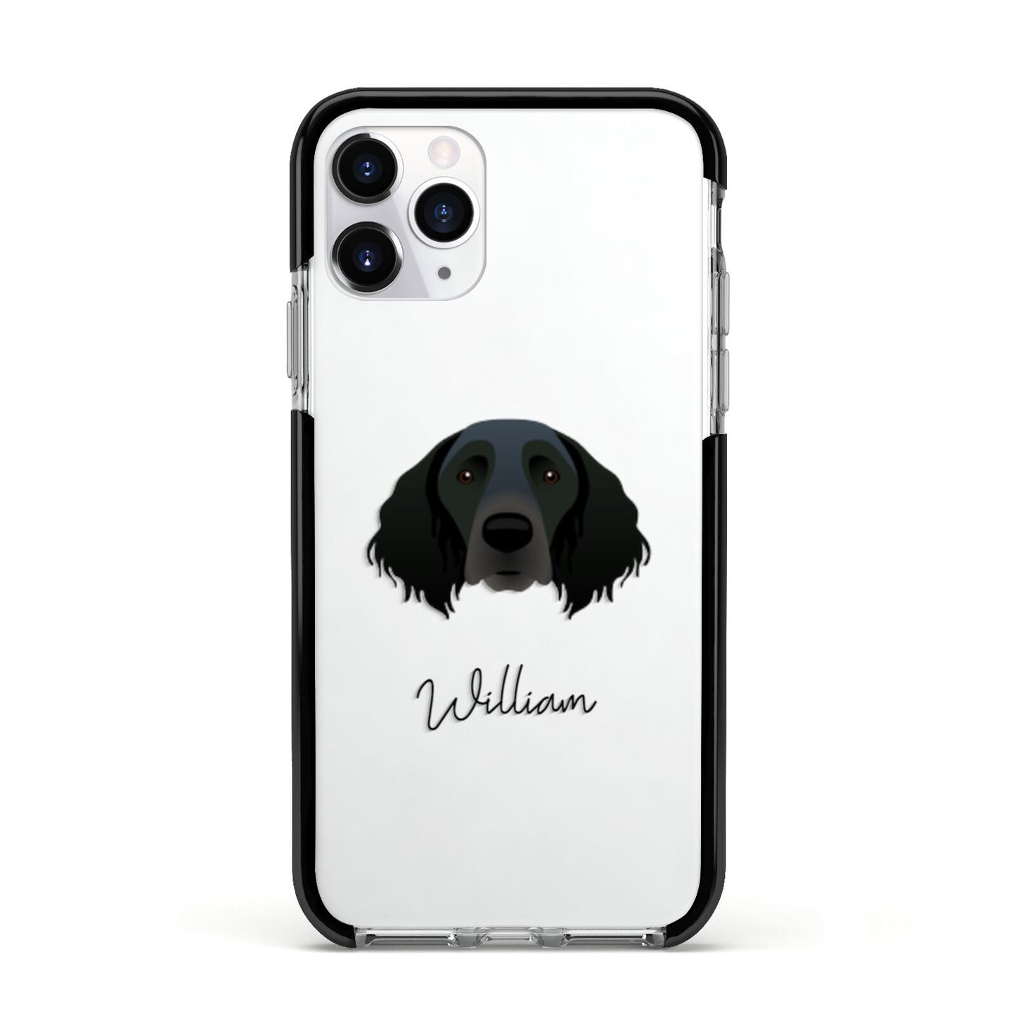Large Munsterlander Personalised Apple iPhone 11 Pro in Silver with Black Impact Case