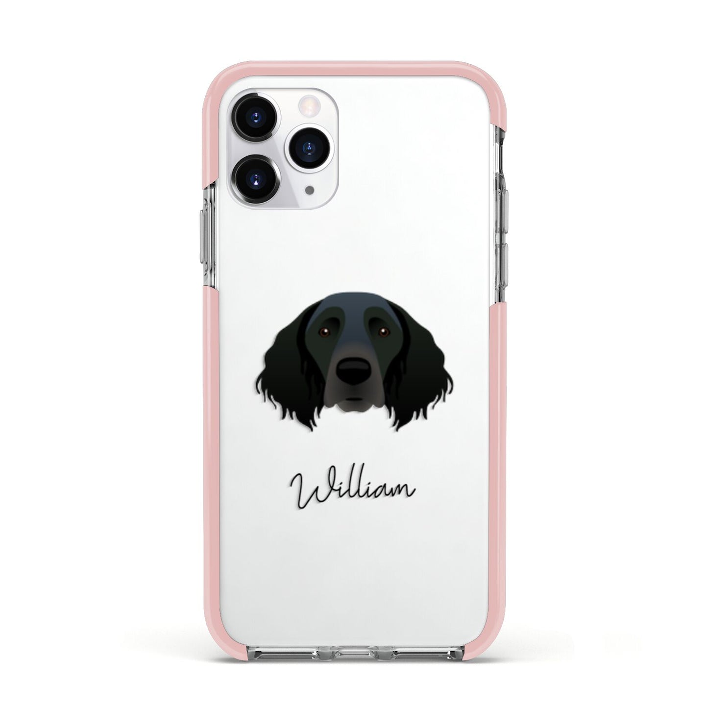 Large Munsterlander Personalised Apple iPhone 11 Pro in Silver with Pink Impact Case