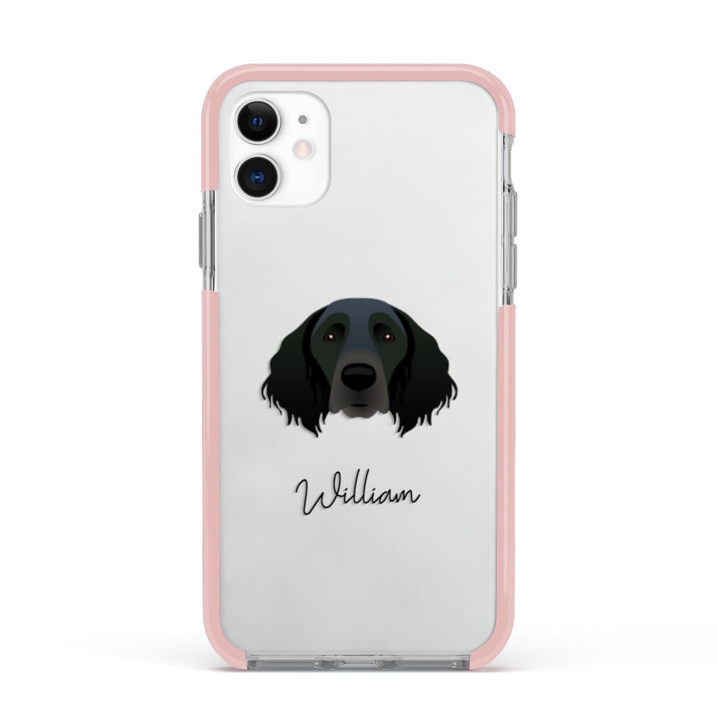Large Munsterlander Personalised Apple iPhone 11 in White with Pink Impact Case