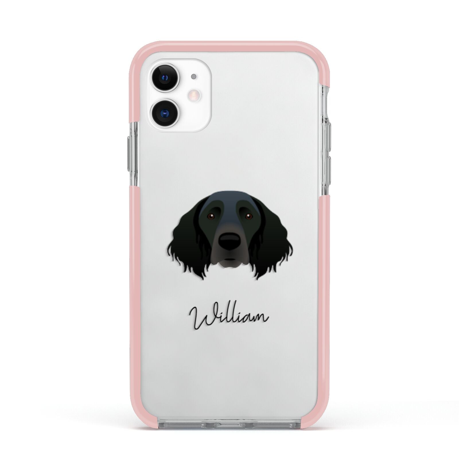 Large Munsterlander Personalised Apple iPhone 11 in White with Pink Impact Case