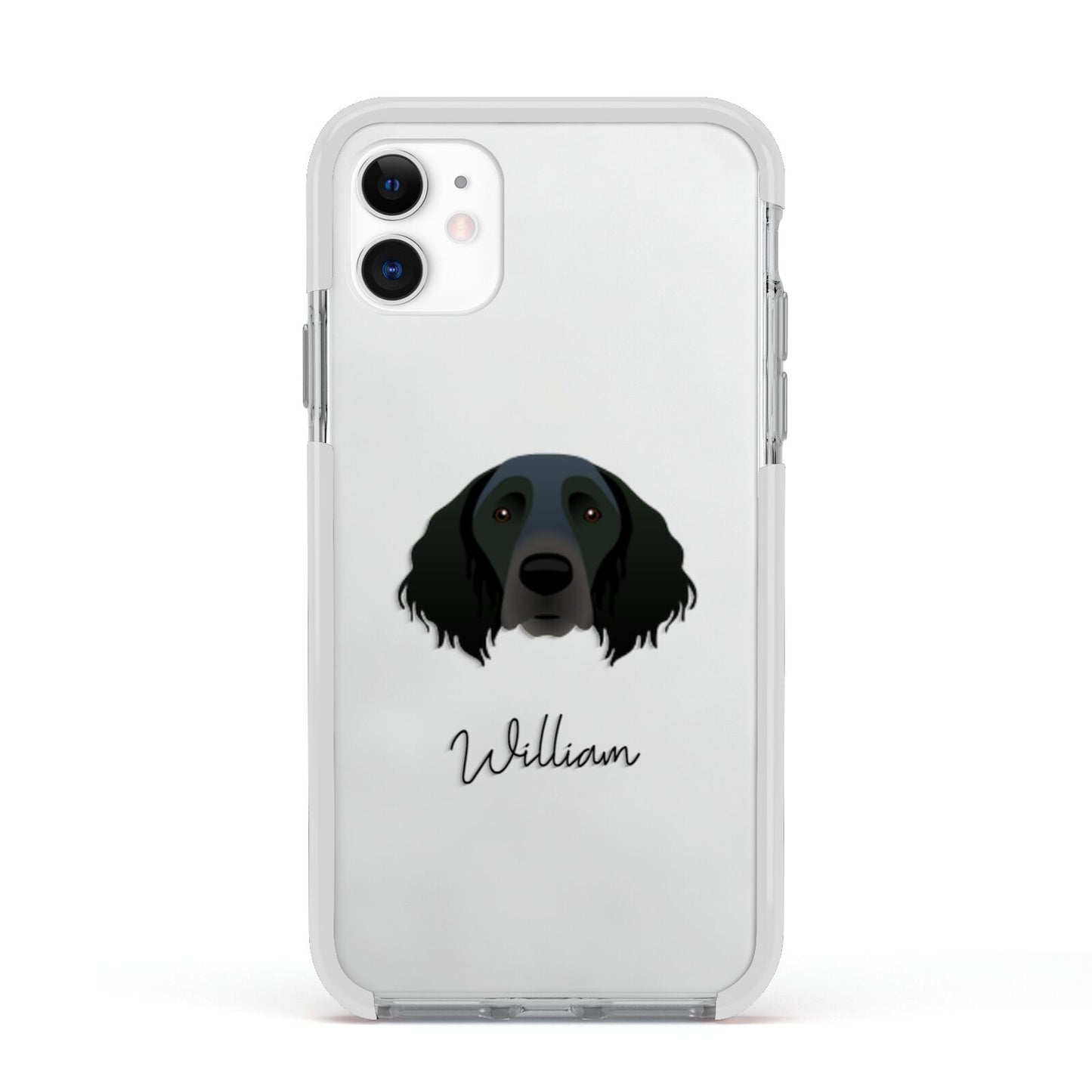Large Munsterlander Personalised Apple iPhone 11 in White with White Impact Case